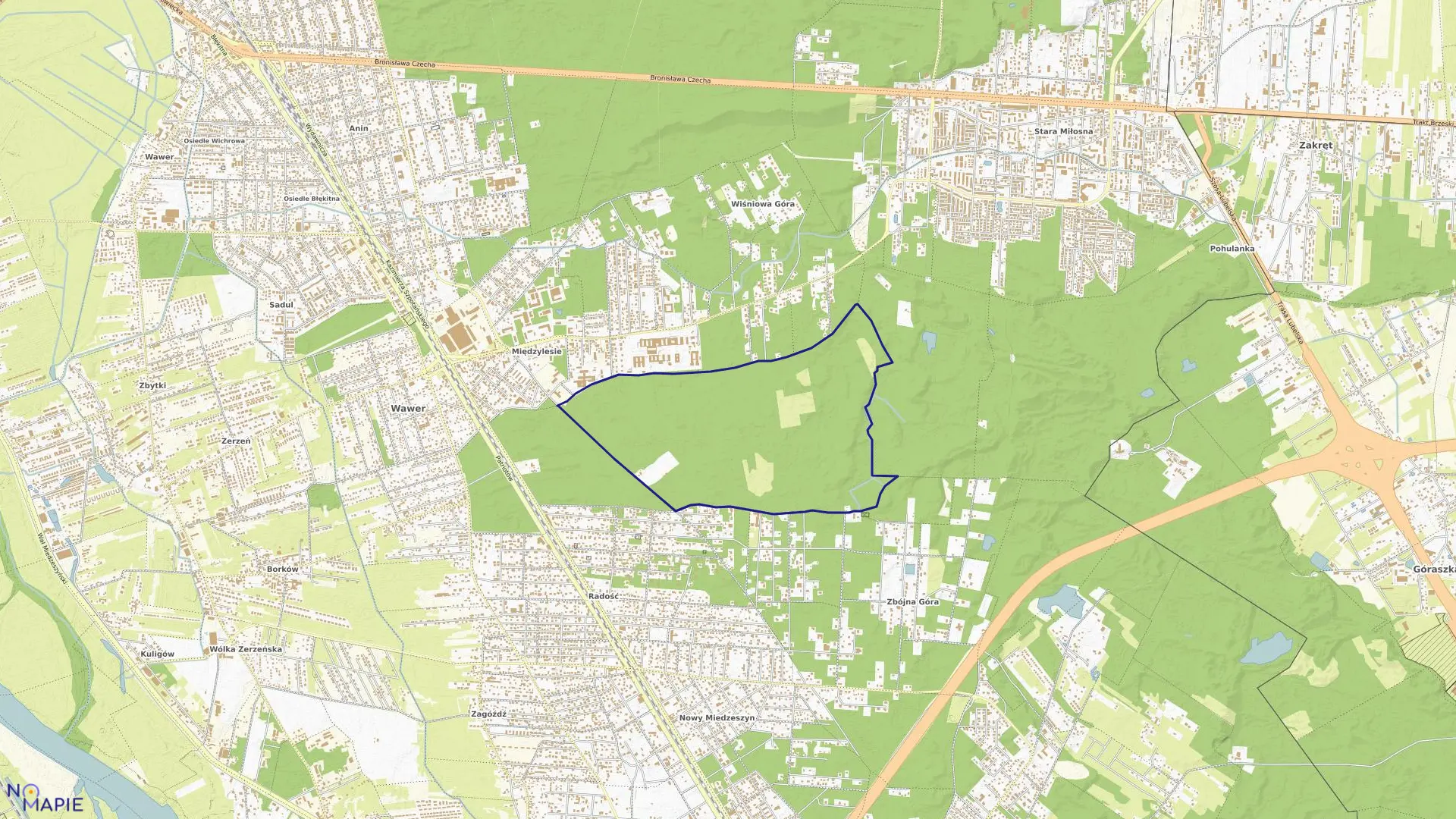 Mapa obrębu 3-11-65 w mieście Warszawa