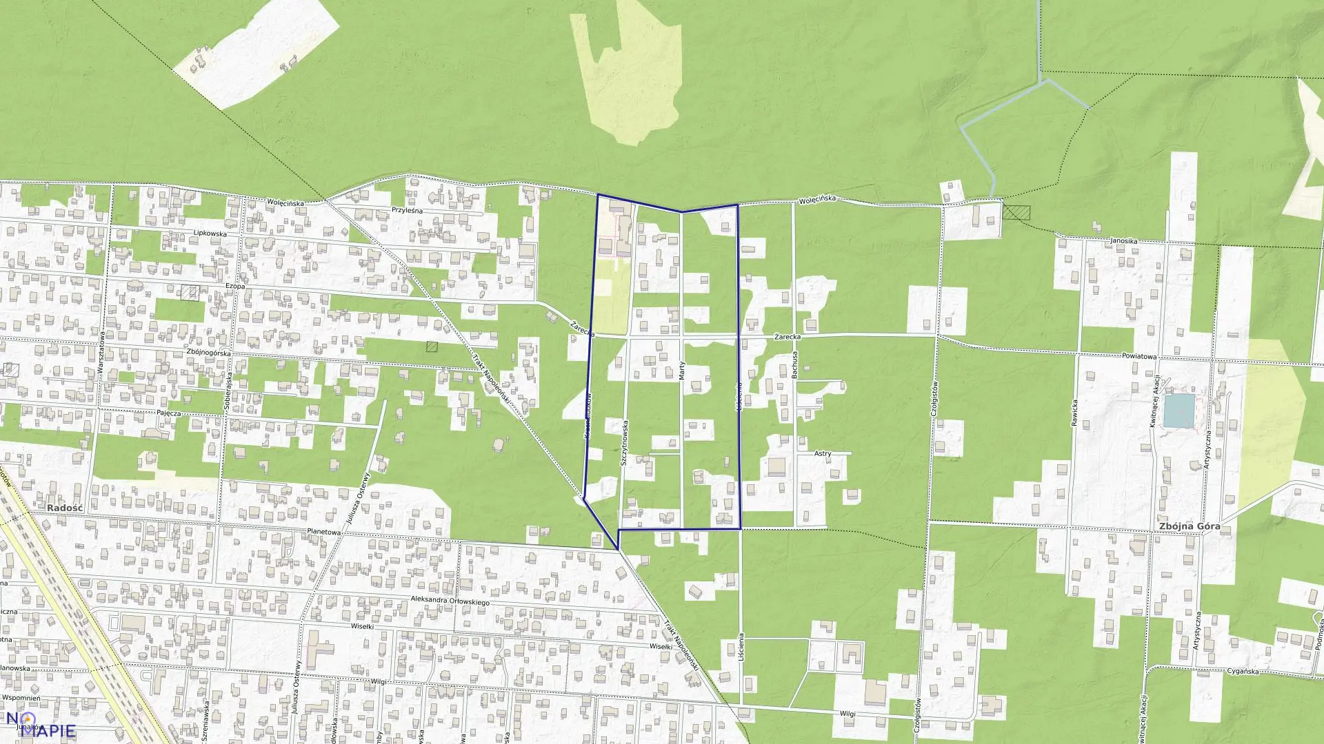 Mapa obrębu 3-12-08 w mieście Warszawa