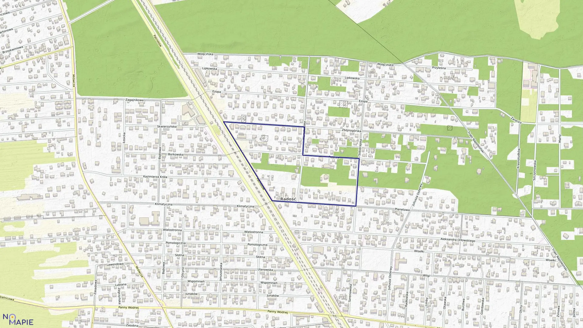 Mapa obrębu 3-12-16 w mieście Warszawa