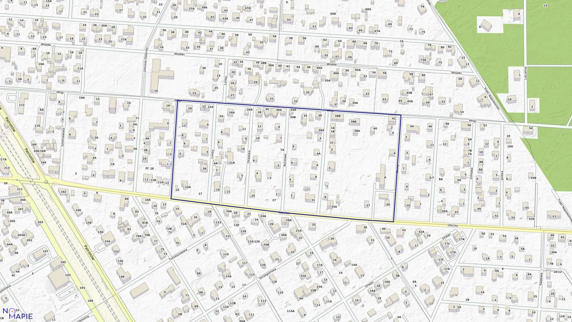 Mapa obrębu 3-12-33 w mieście Warszawa