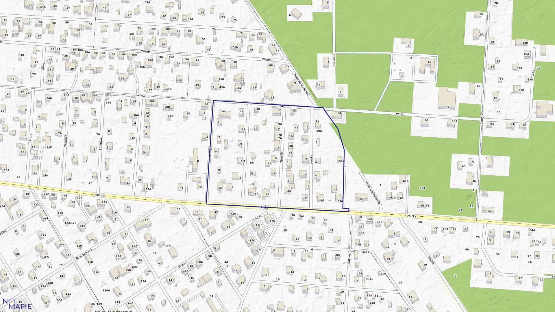 Mapa obrębu 3-12-34 w mieście Warszawa