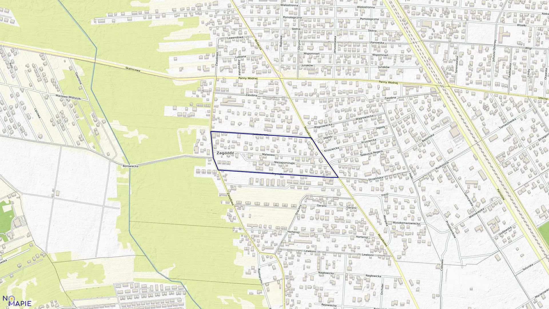 Mapa obrębu 3-12-38 w mieście Warszawa