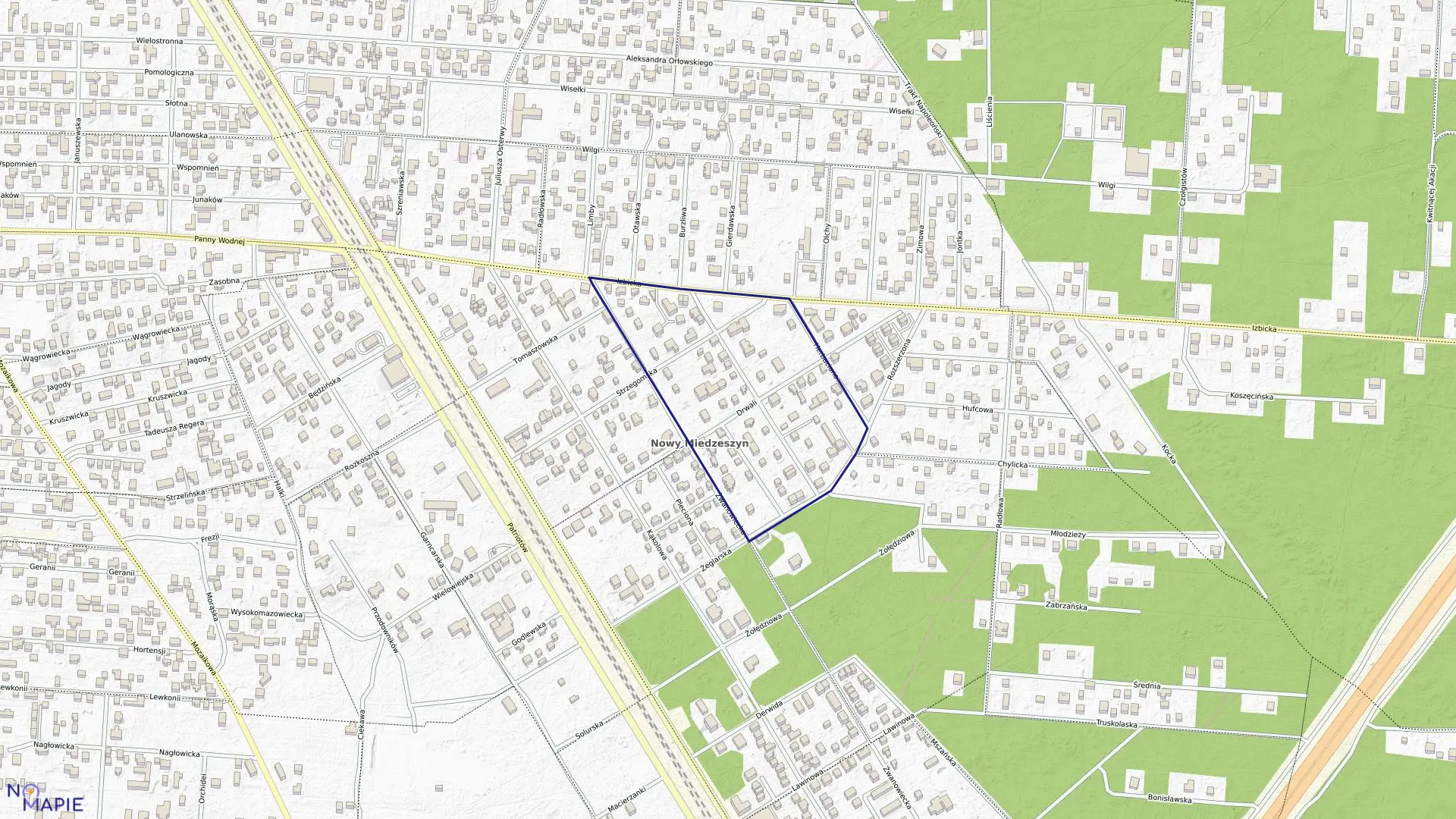 Mapa obrębu 3-12-42 w mieście Warszawa