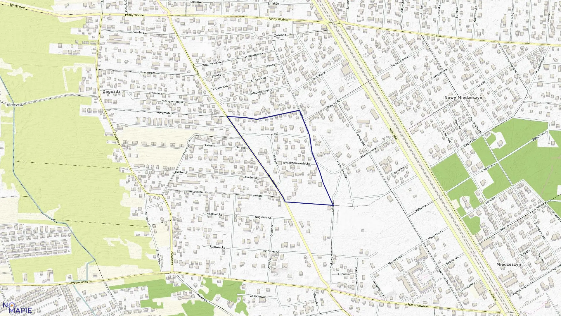 Mapa obrębu 3-12-48 w mieście Warszawa