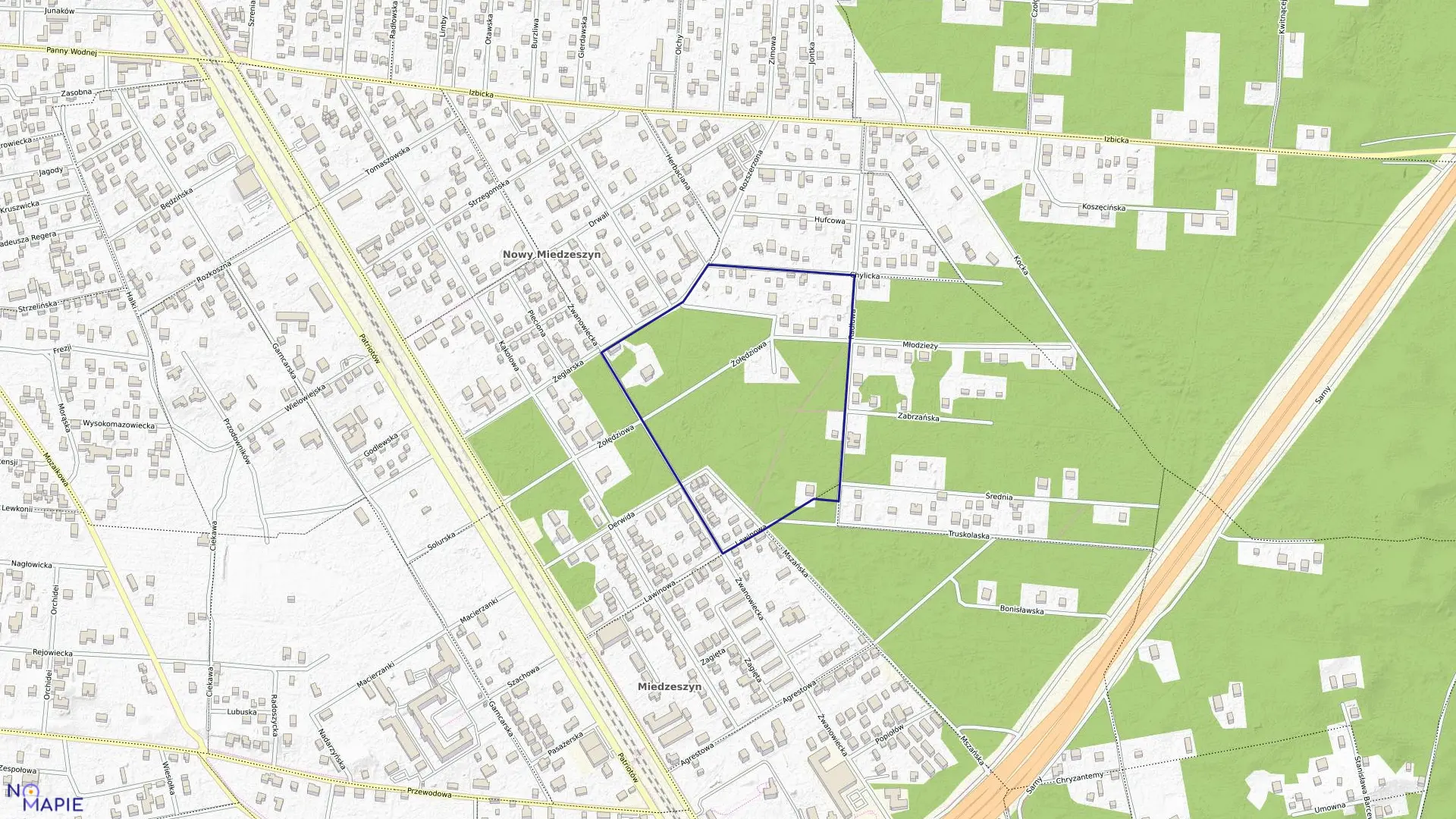 Mapa obrębu 3-12-52 w mieście Warszawa