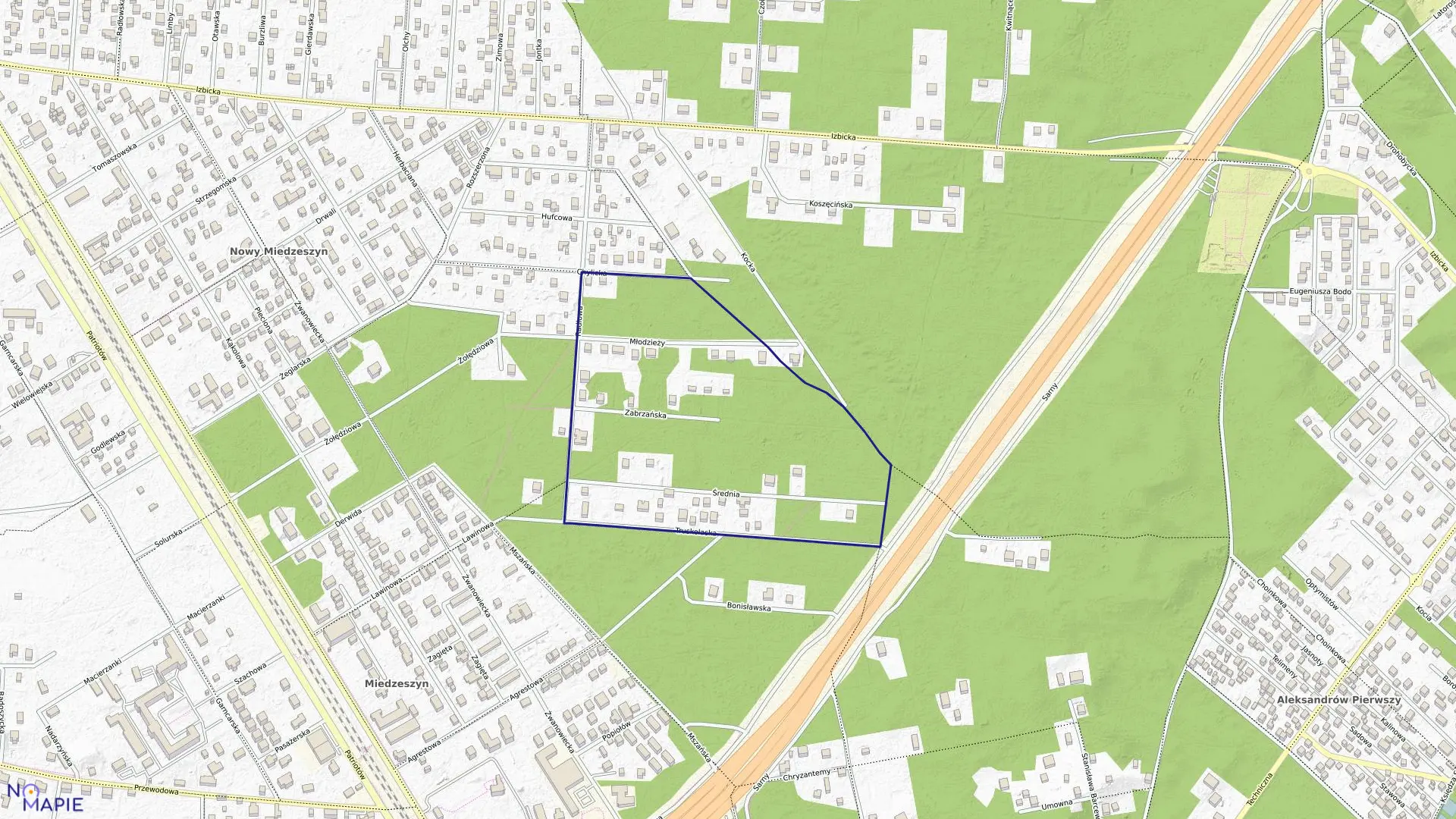 Mapa obrębu 3-12-53 w mieście Warszawa