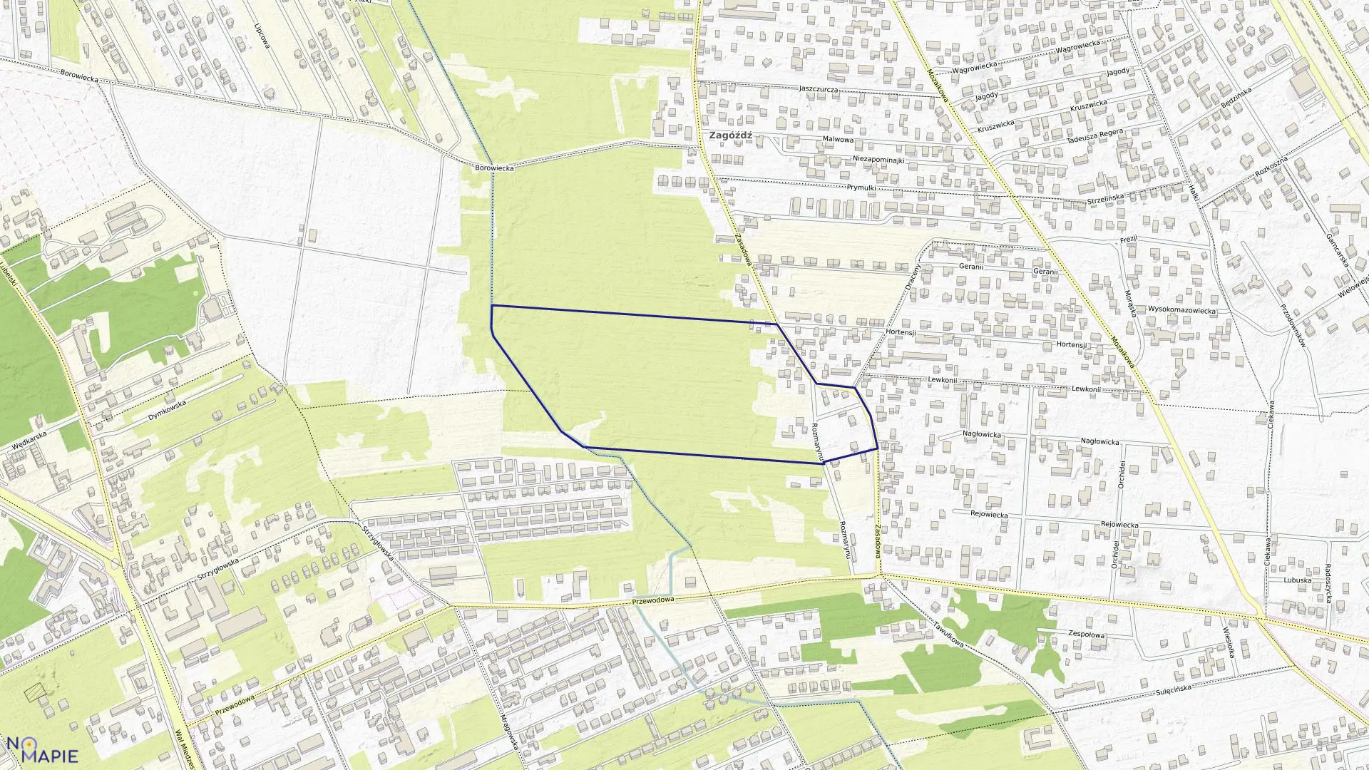 Mapa obrębu 3-12-54 w mieście Warszawa