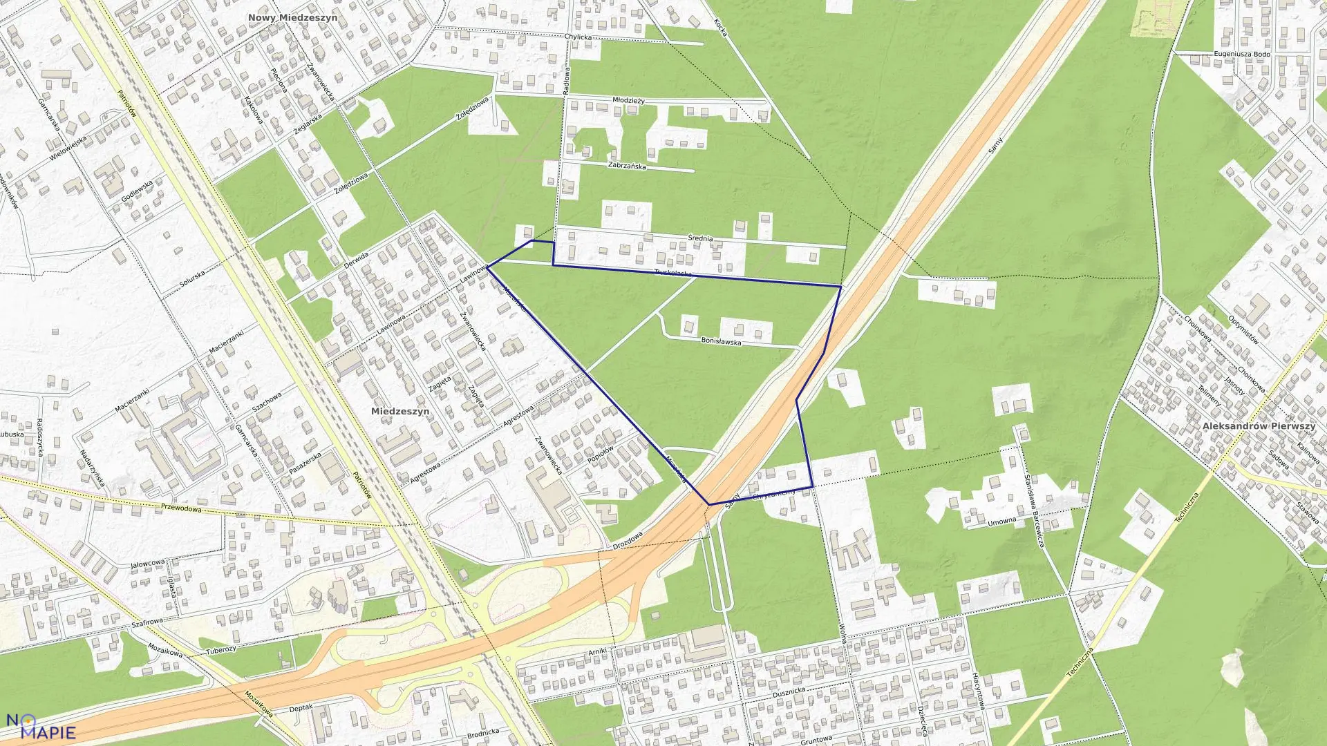 Mapa obrębu 3-12-60 w mieście Warszawa