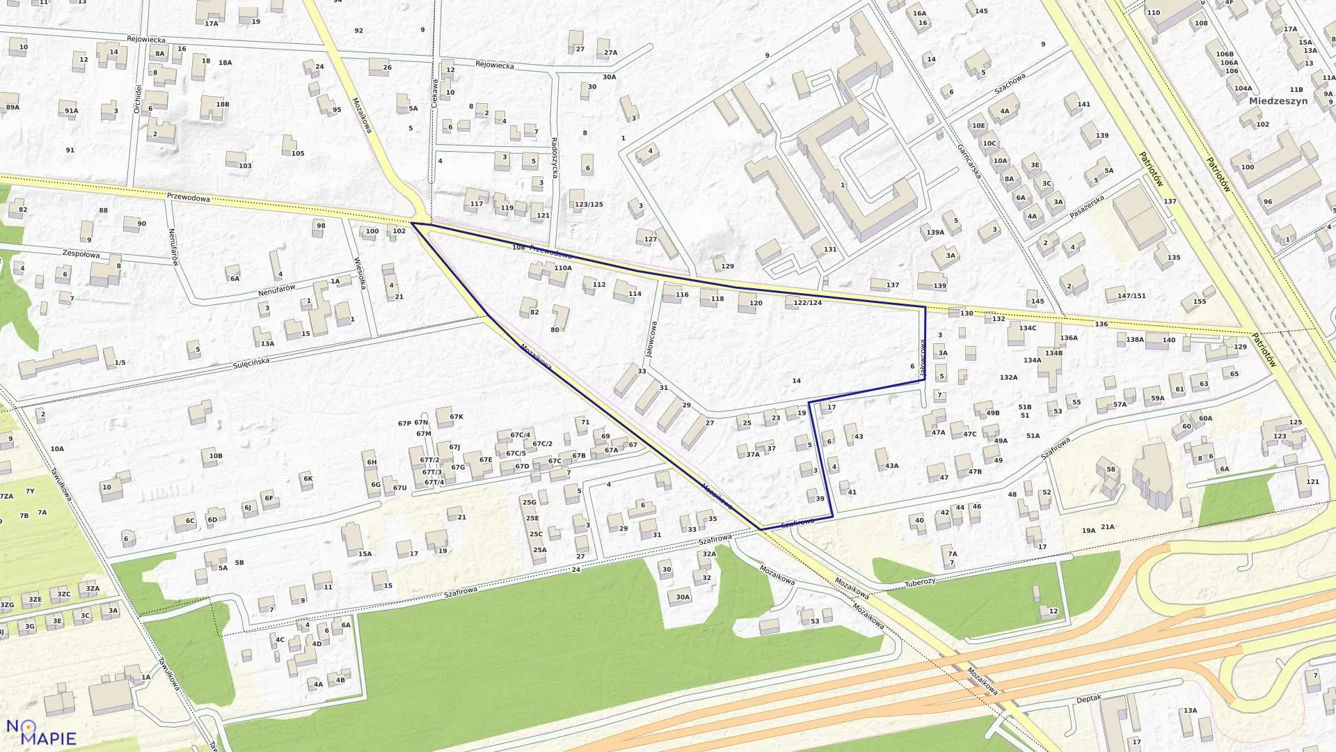 Mapa obrębu 3-12-64 w mieście Warszawa