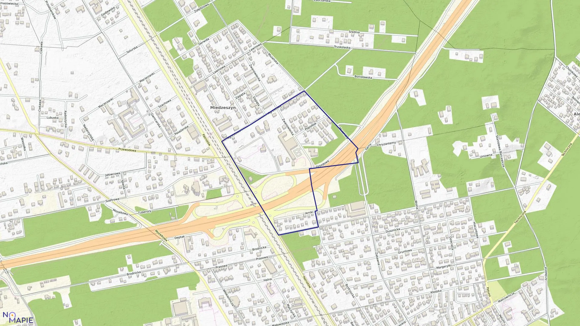 Mapa obrębu 3-12-66 w mieście Warszawa