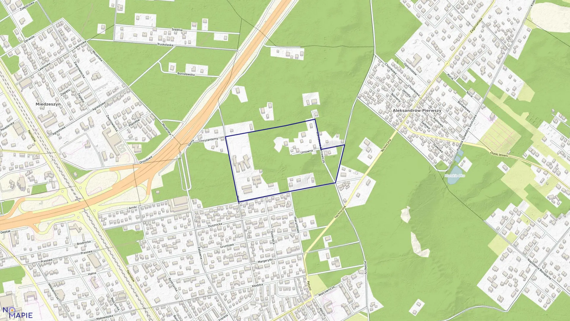 Mapa obrębu 3-12-68 w mieście Warszawa