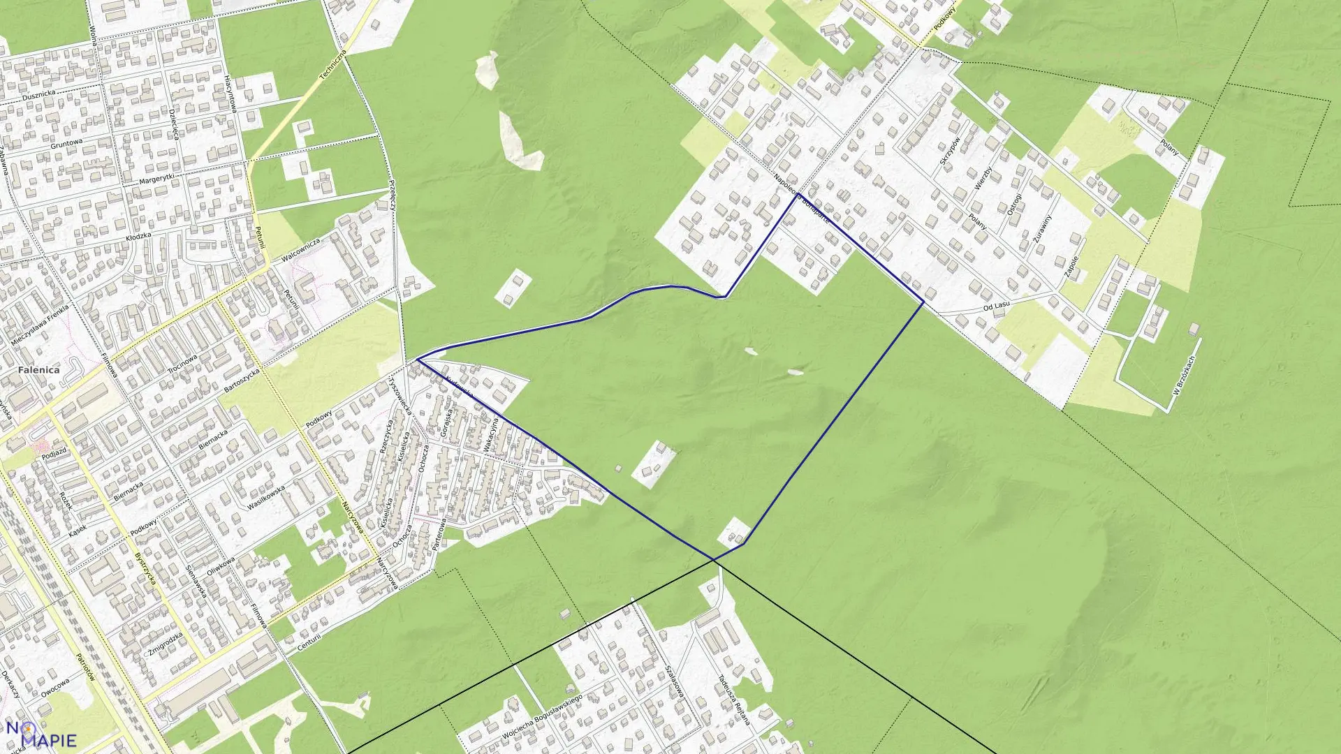 Mapa obrębu 3-12-70 w mieście Warszawa