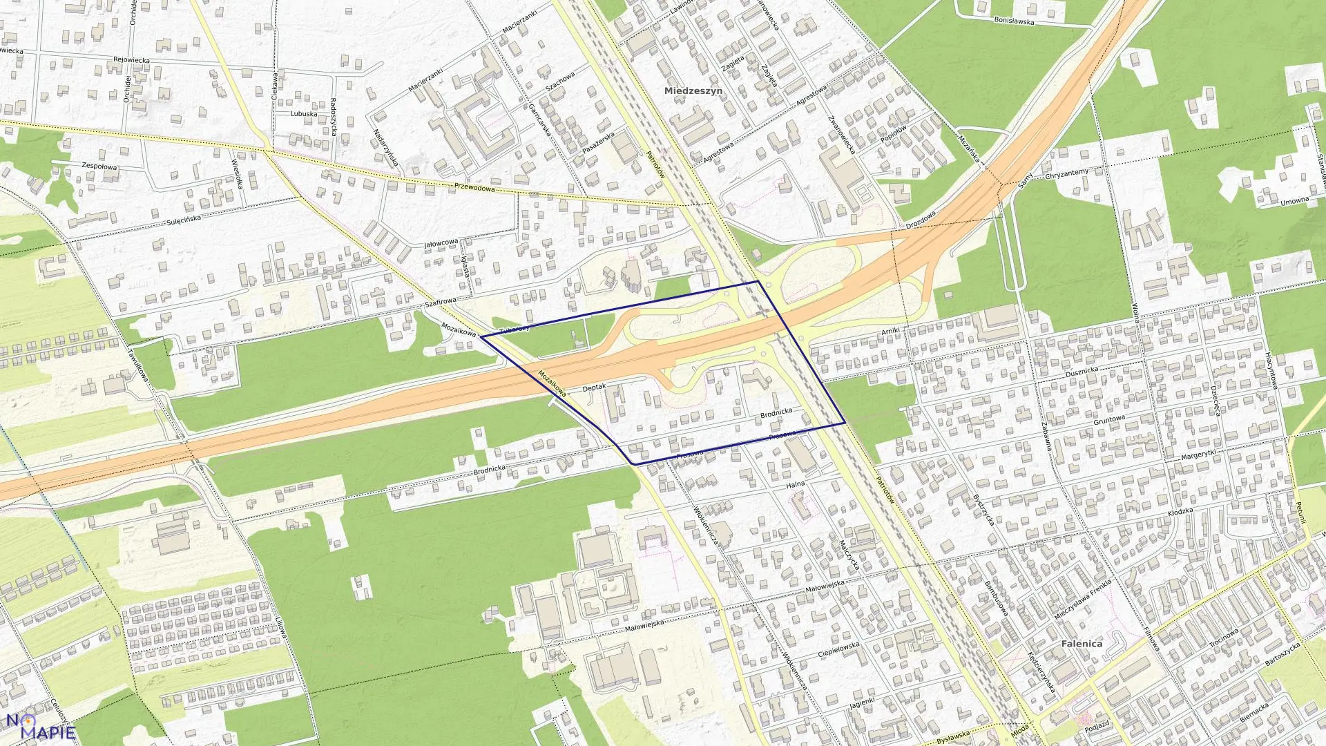 Mapa obrębu 3-12-74 w mieście Warszawa