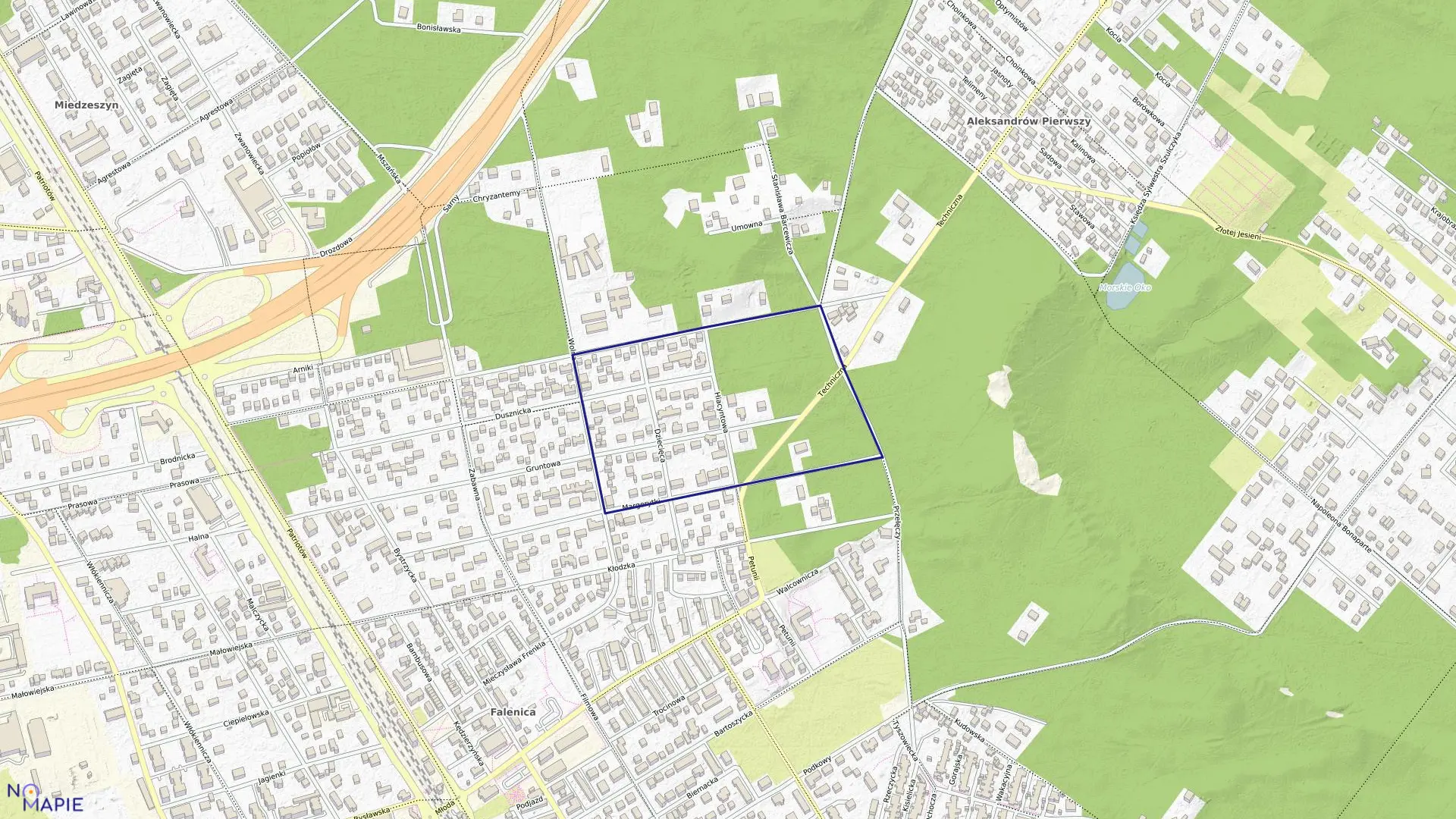 Mapa obrębu 3-12-75 w mieście Warszawa