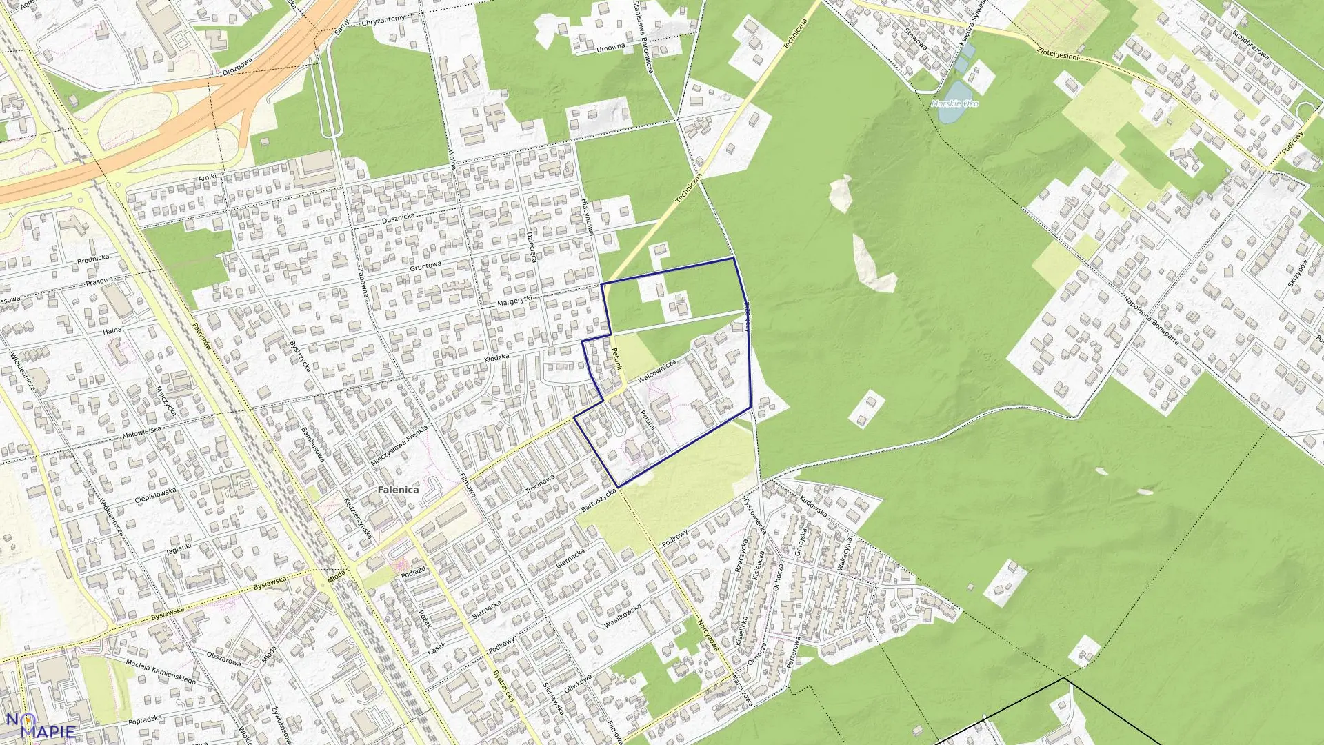 Mapa obrębu 3-12-76 w mieście Warszawa