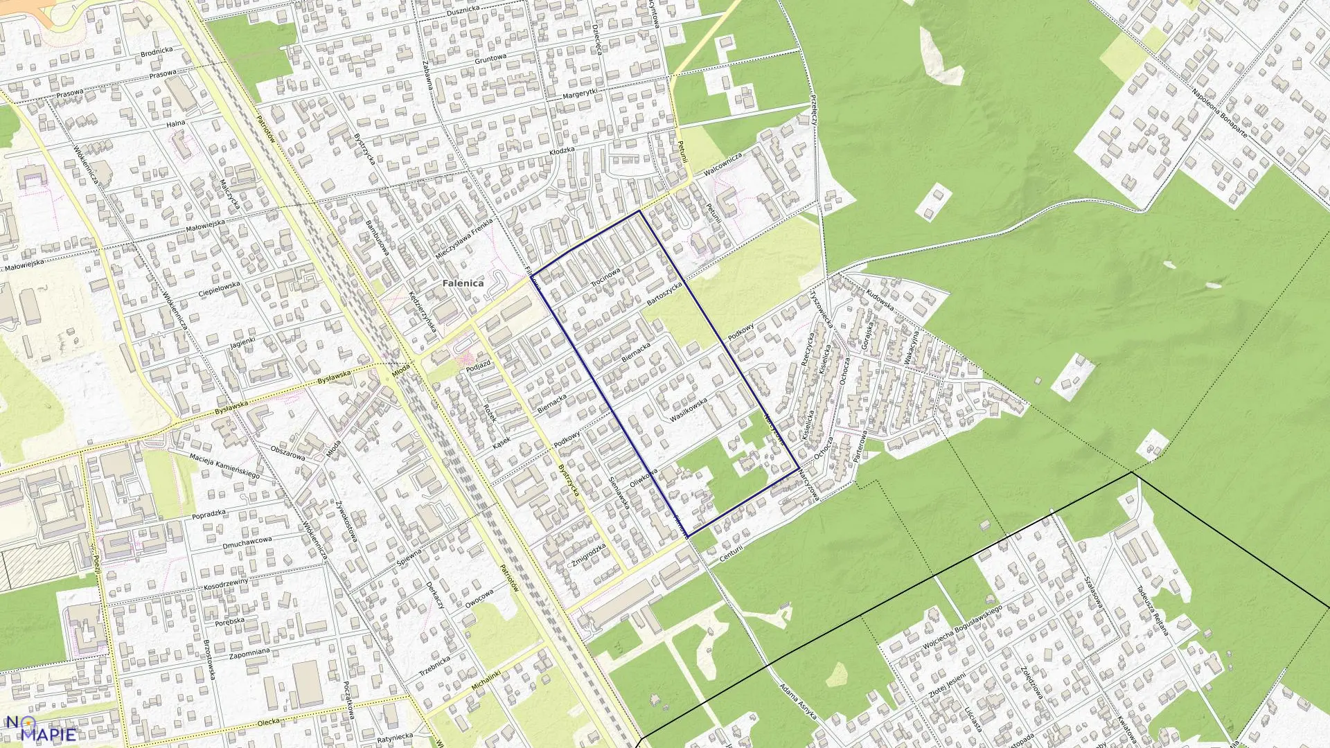 Mapa obrębu 3-12-87 w mieście Warszawa