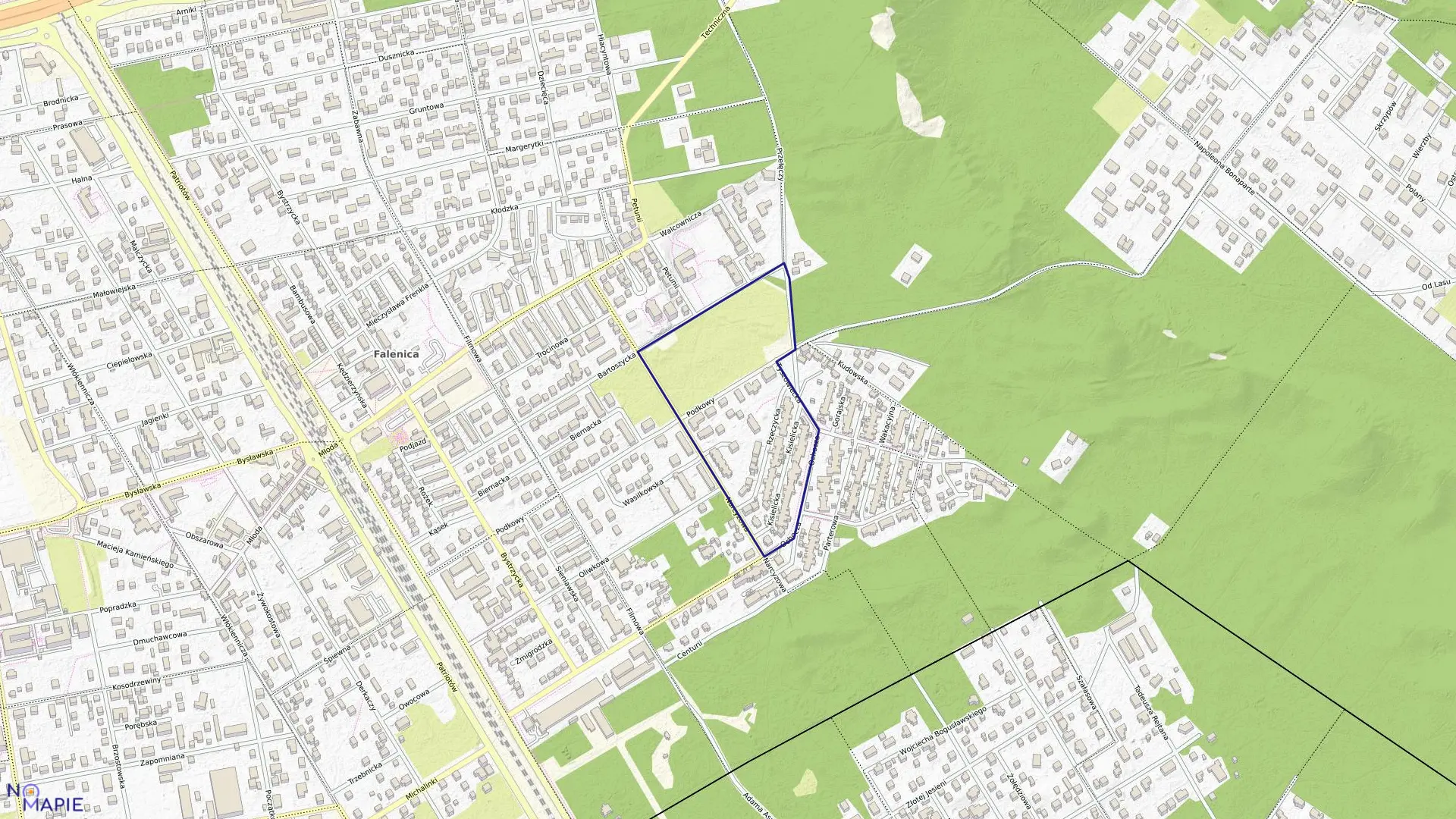 Mapa obrębu 3-12-88 w mieście Warszawa