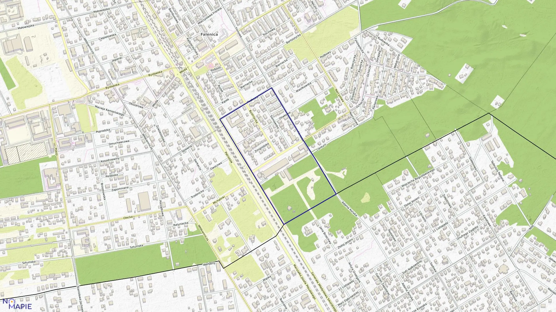 Mapa obrębu 3-12-95 w mieście Warszawa