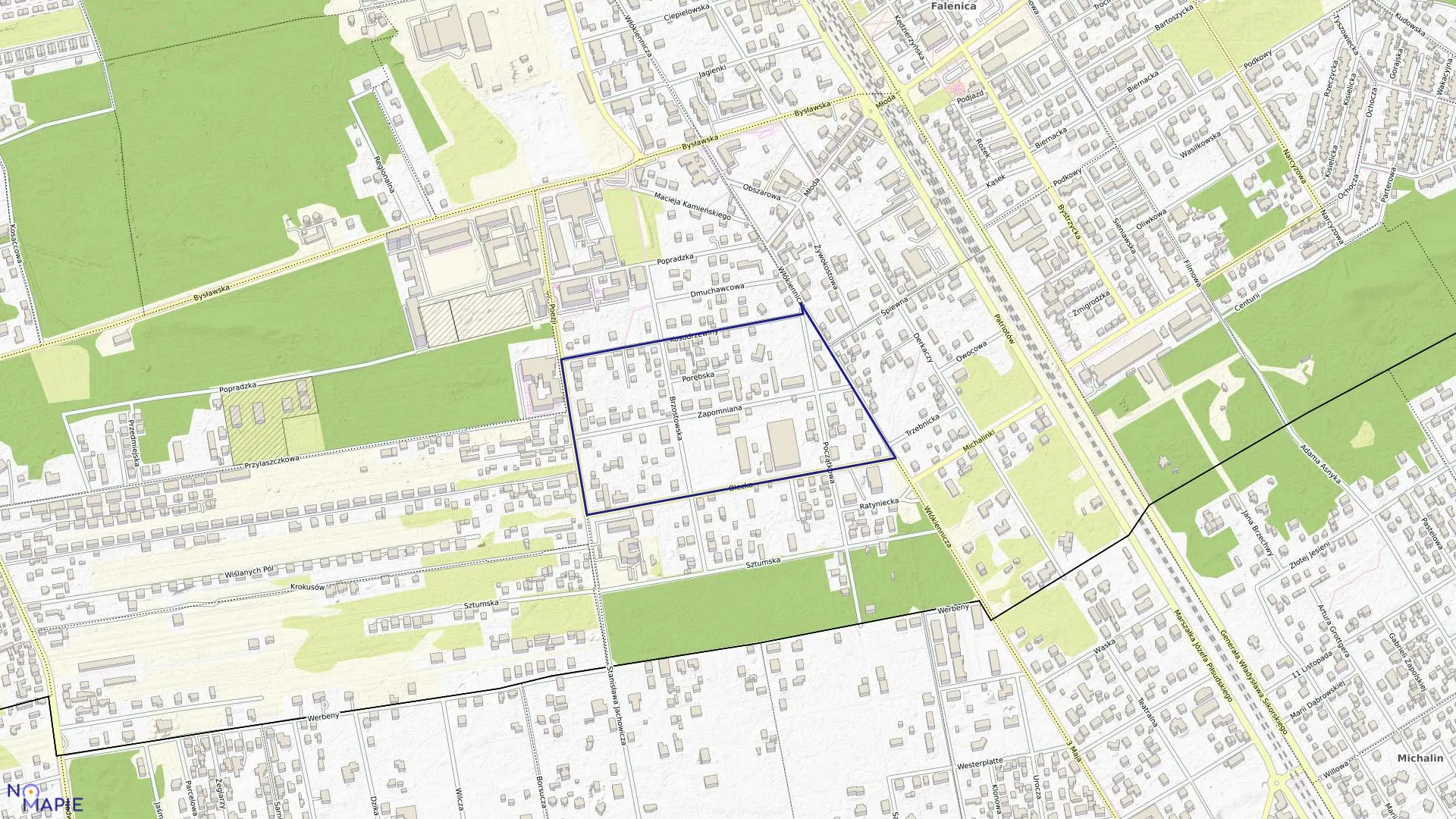 Mapa obrębu 3-12-96 w mieście Warszawa