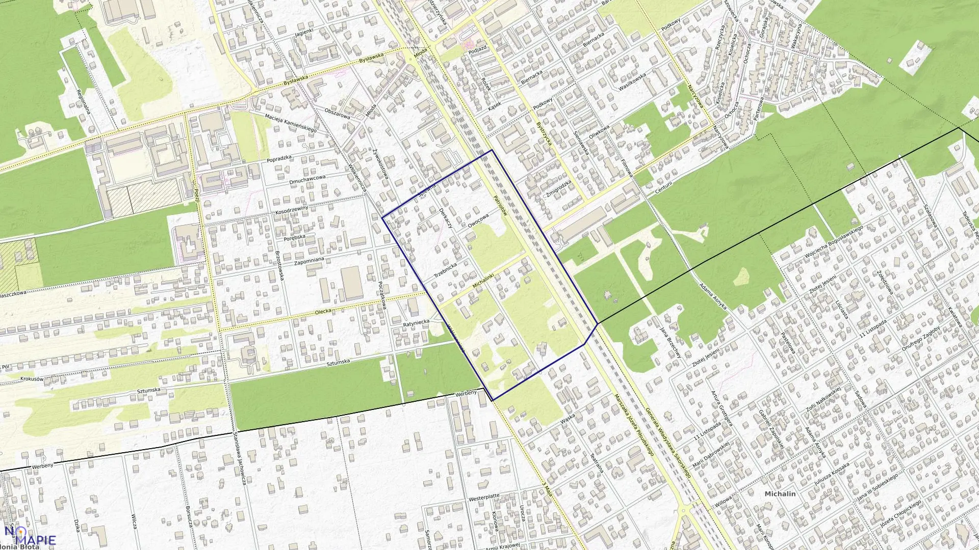 Mapa obrębu 3-12-98 w mieście Warszawa