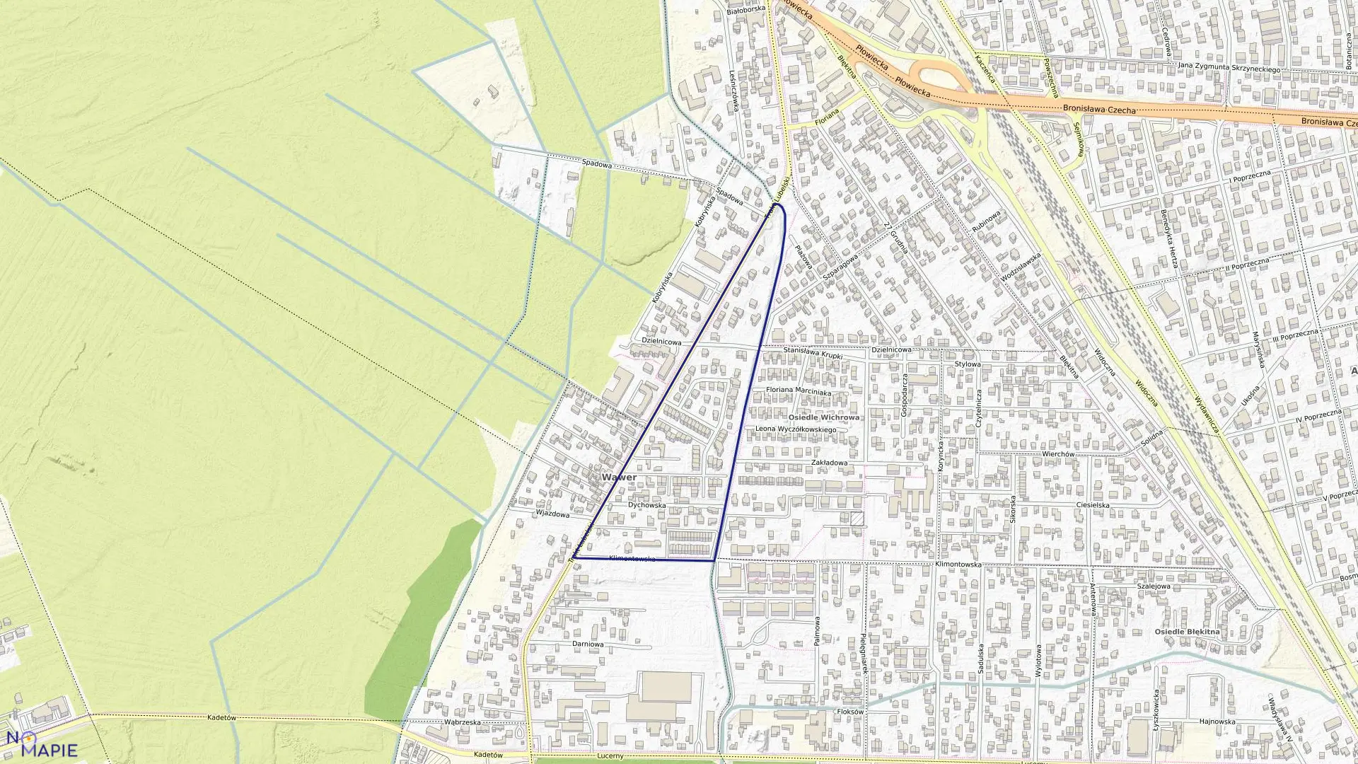 Mapa obrębu 3-13-04 w mieście Warszawa