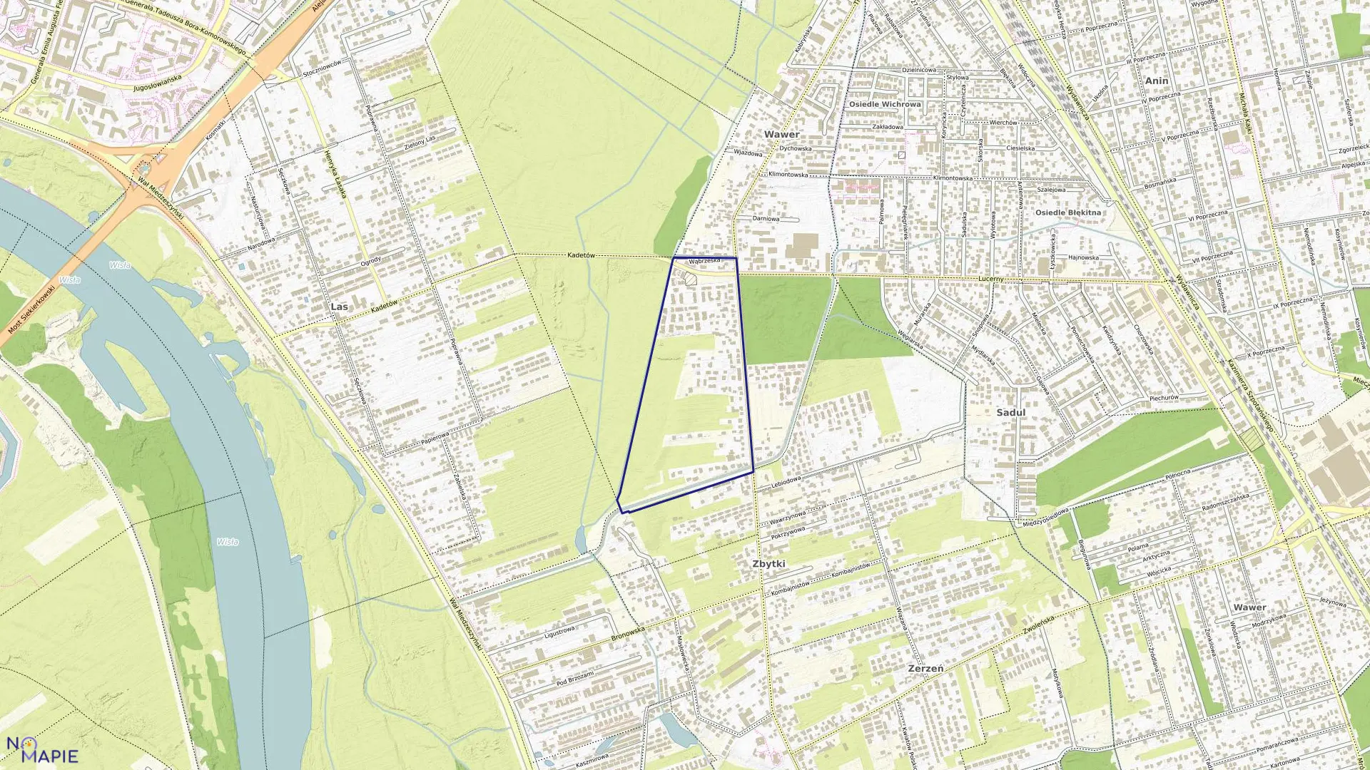 Mapa obrębu 3-13-18 w mieście Warszawa