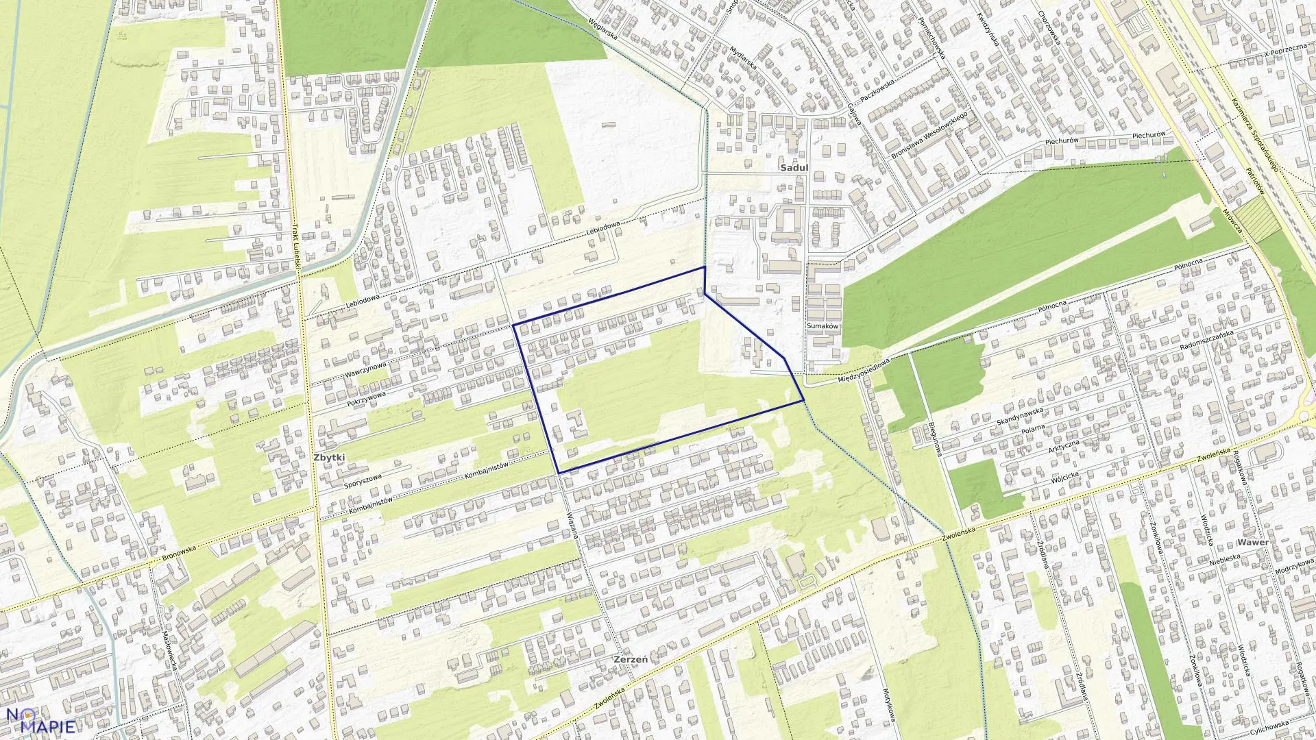 Mapa obrębu 3-13-28 w mieście Warszawa