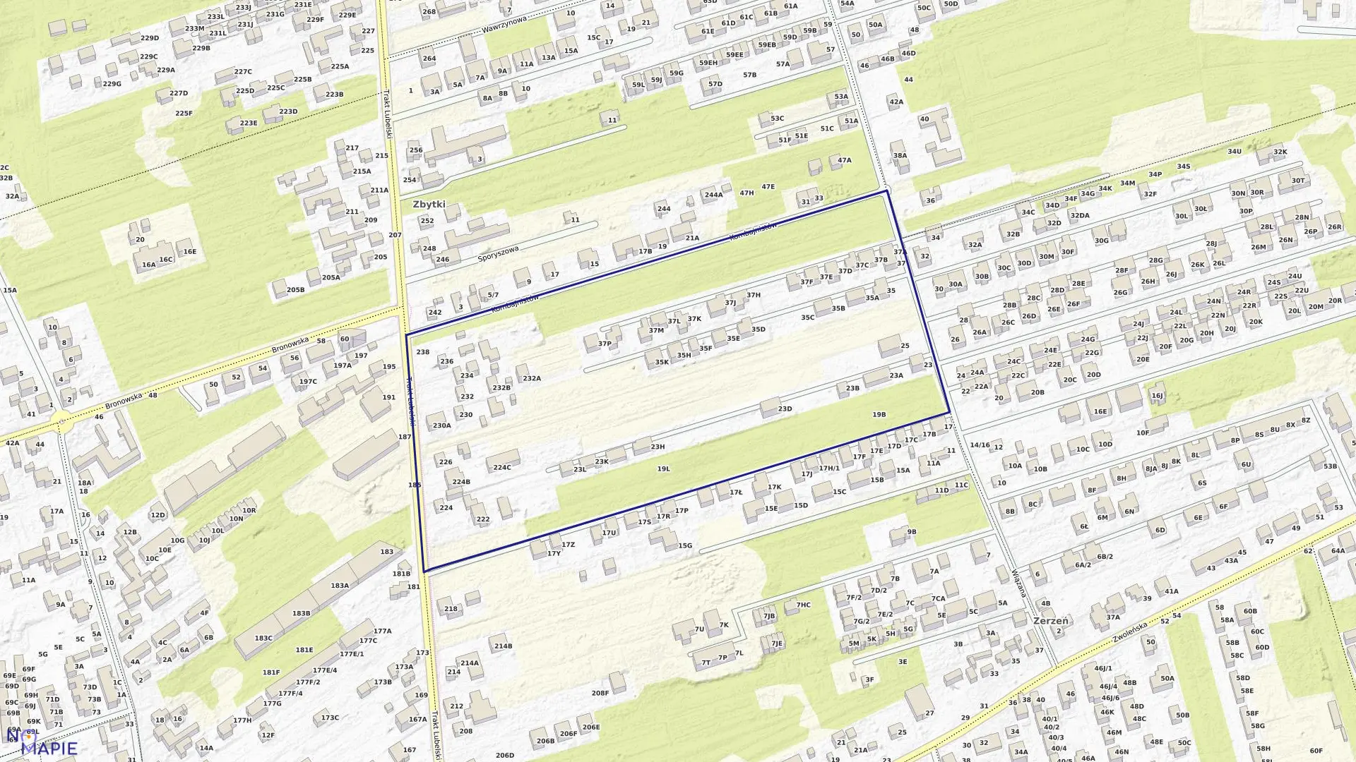 Mapa obrębu 3-13-32 w mieście Warszawa