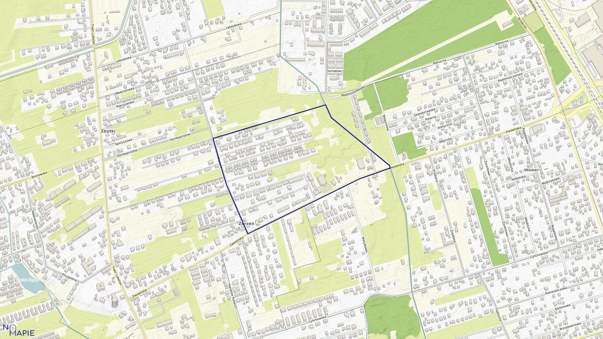 Mapa obrębu 3-13-33 w mieście Warszawa