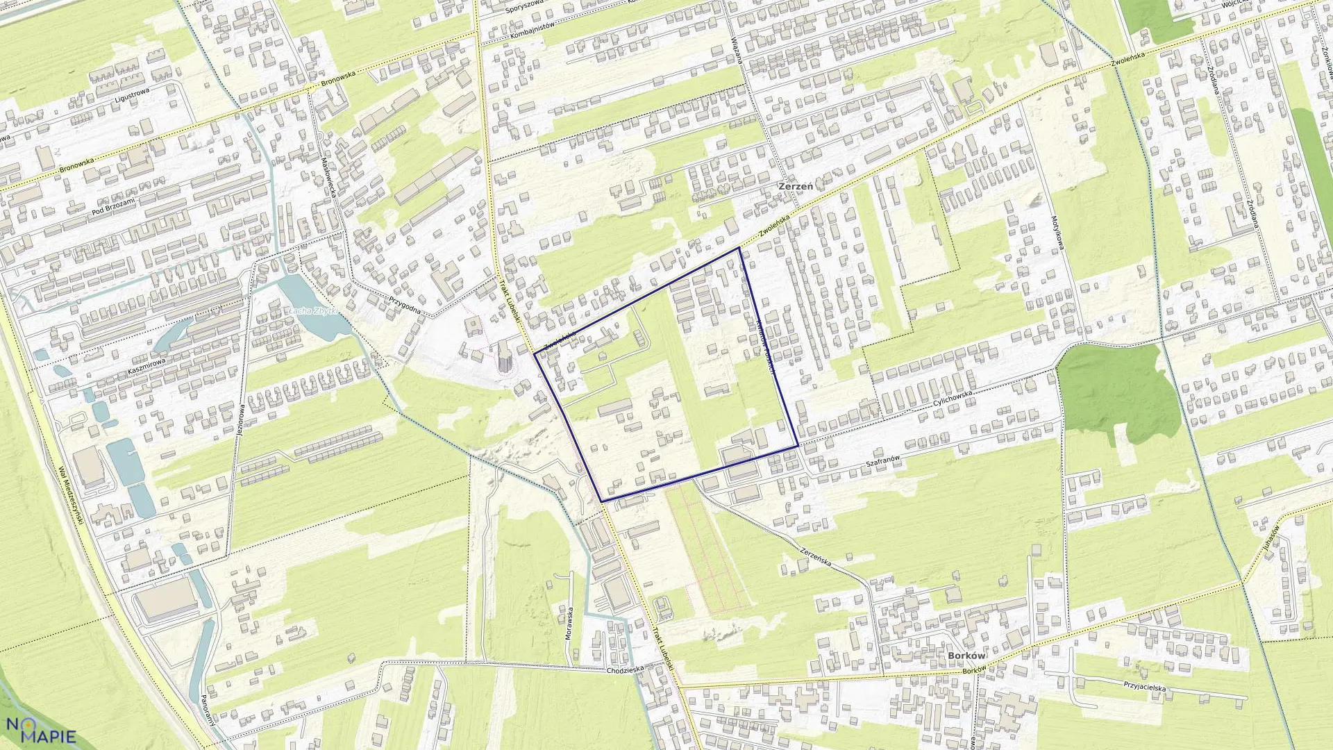 Mapa obrębu 3-13-38 w mieście Warszawa