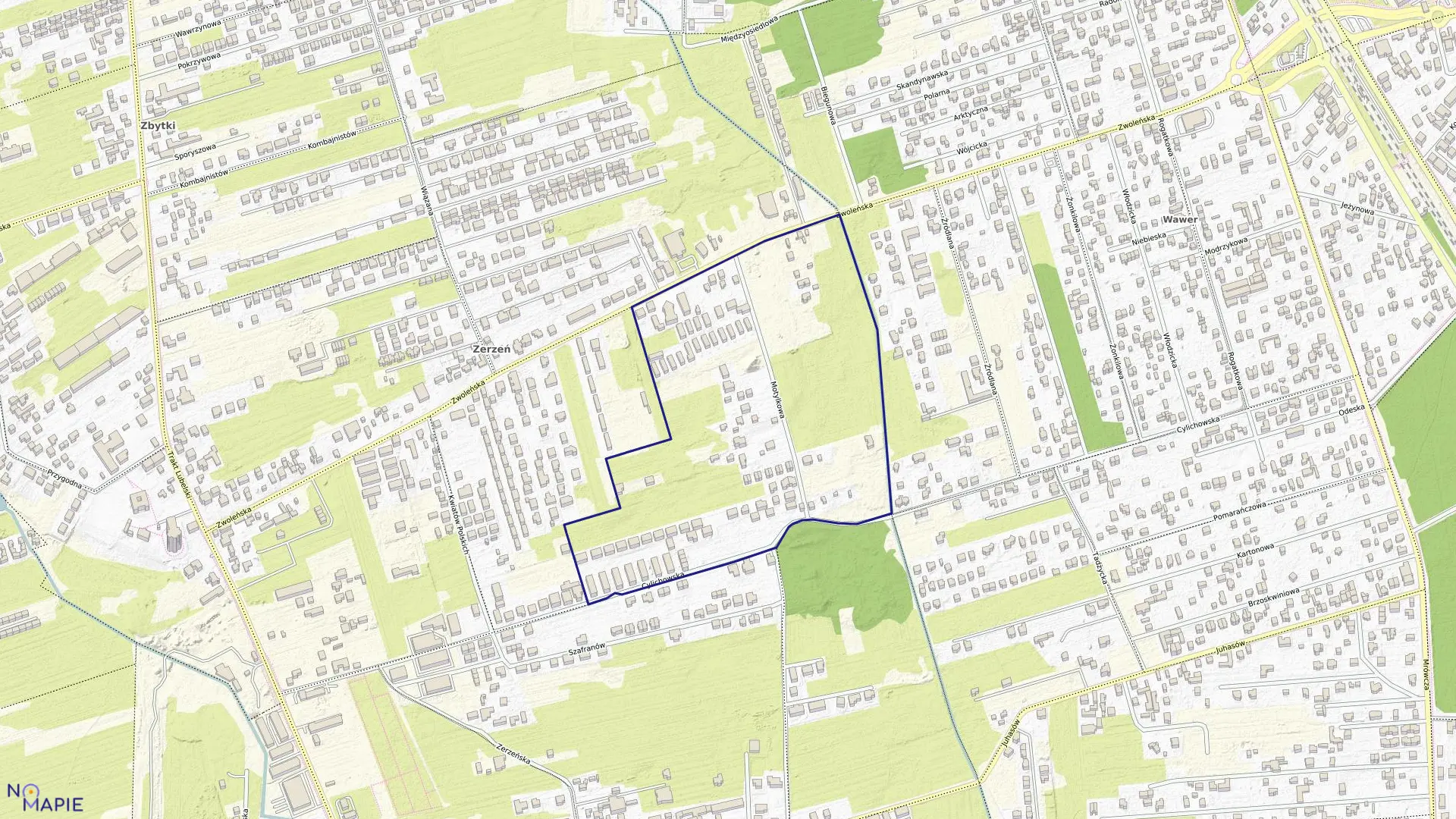 Mapa obrębu 3-13-40 w mieście Warszawa