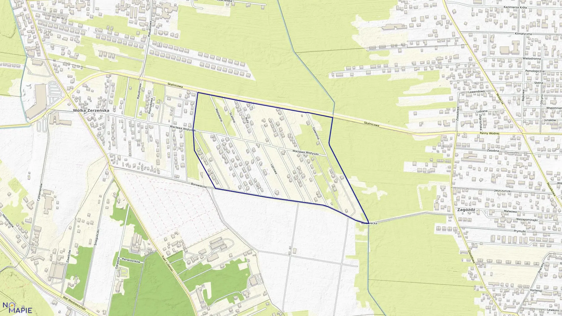 Mapa obrębu 3-13-54 w mieście Warszawa