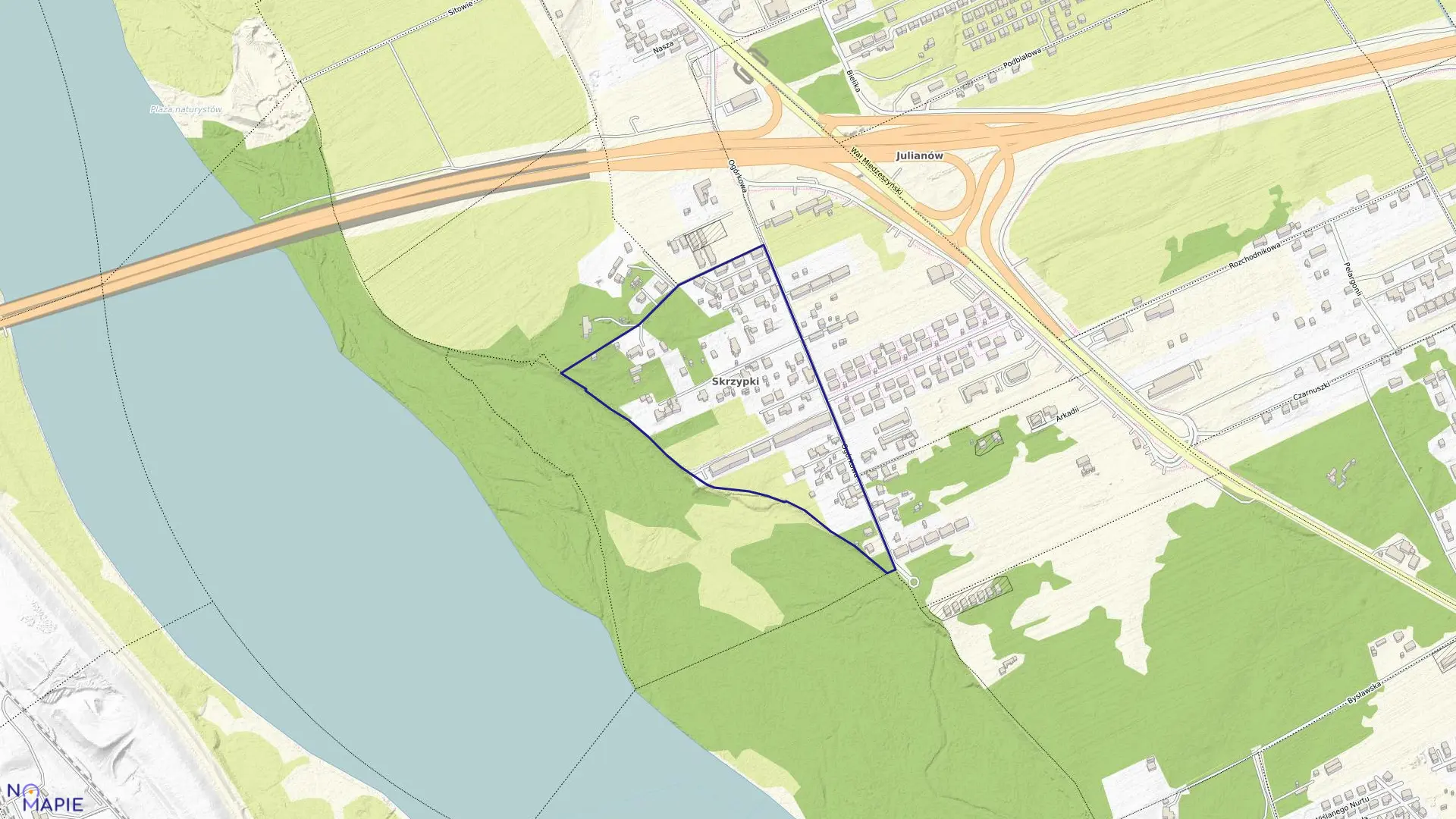 Mapa obrębu 3-14-25 w mieście Warszawa