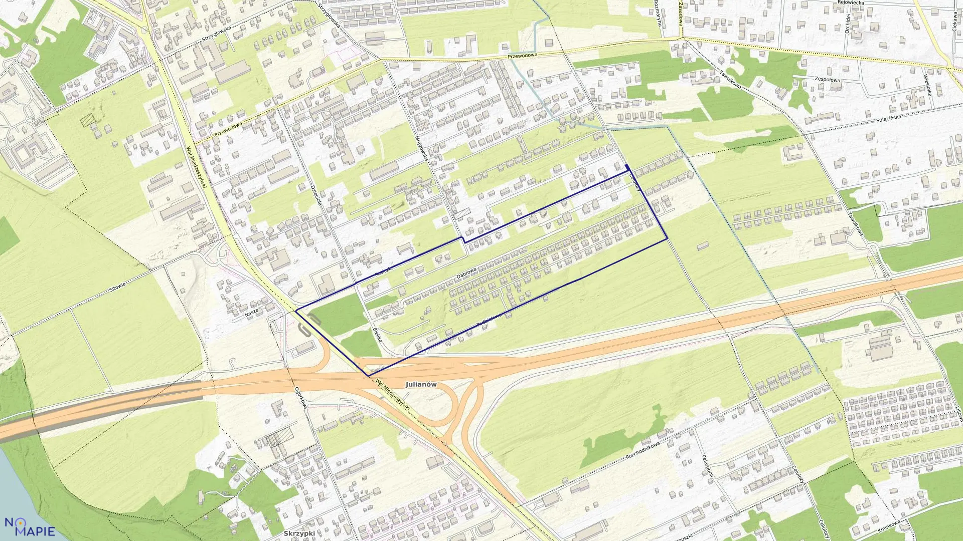 Mapa obrębu 3-14-28 w mieście Warszawa