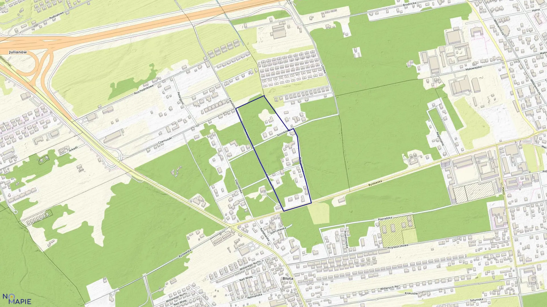 Mapa obrębu 3-14-33 w mieście Warszawa