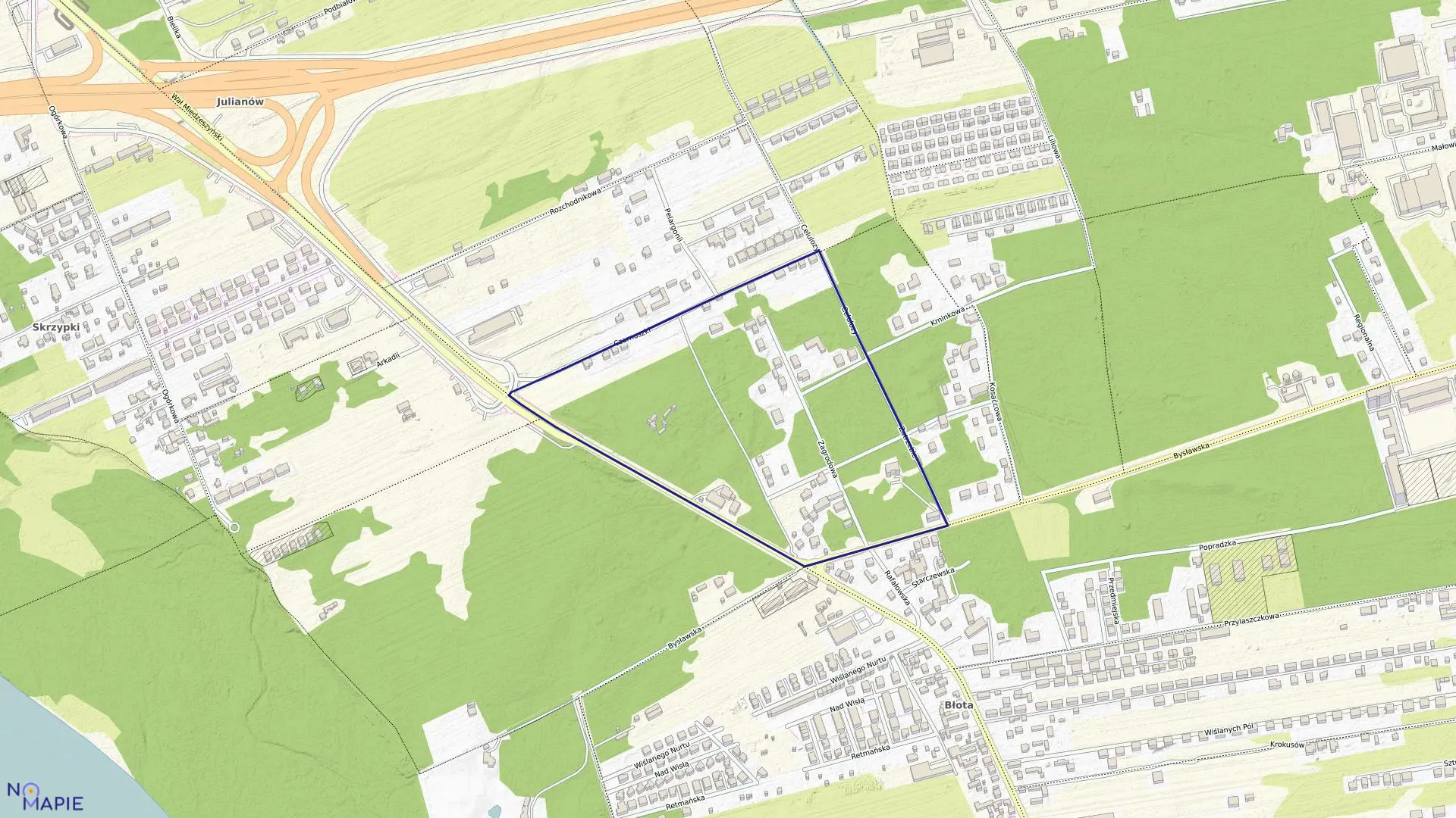 Mapa obrębu 3-14-34 w mieście Warszawa