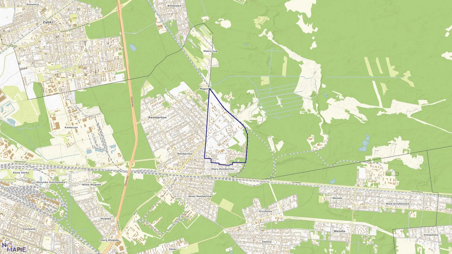 Mapa obrębu 3-21-28 w mieście Warszawa