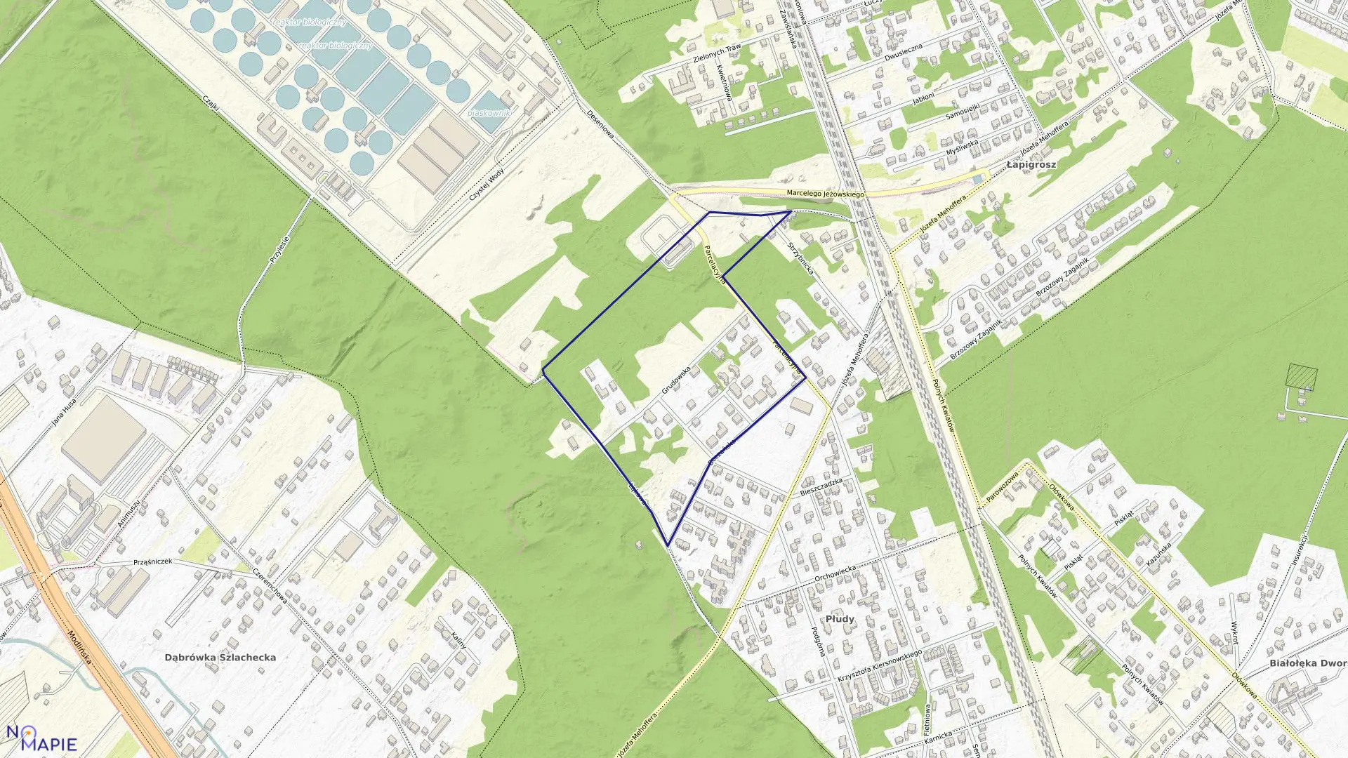 Mapa obrębu 4-02-16 w mieście Warszawa