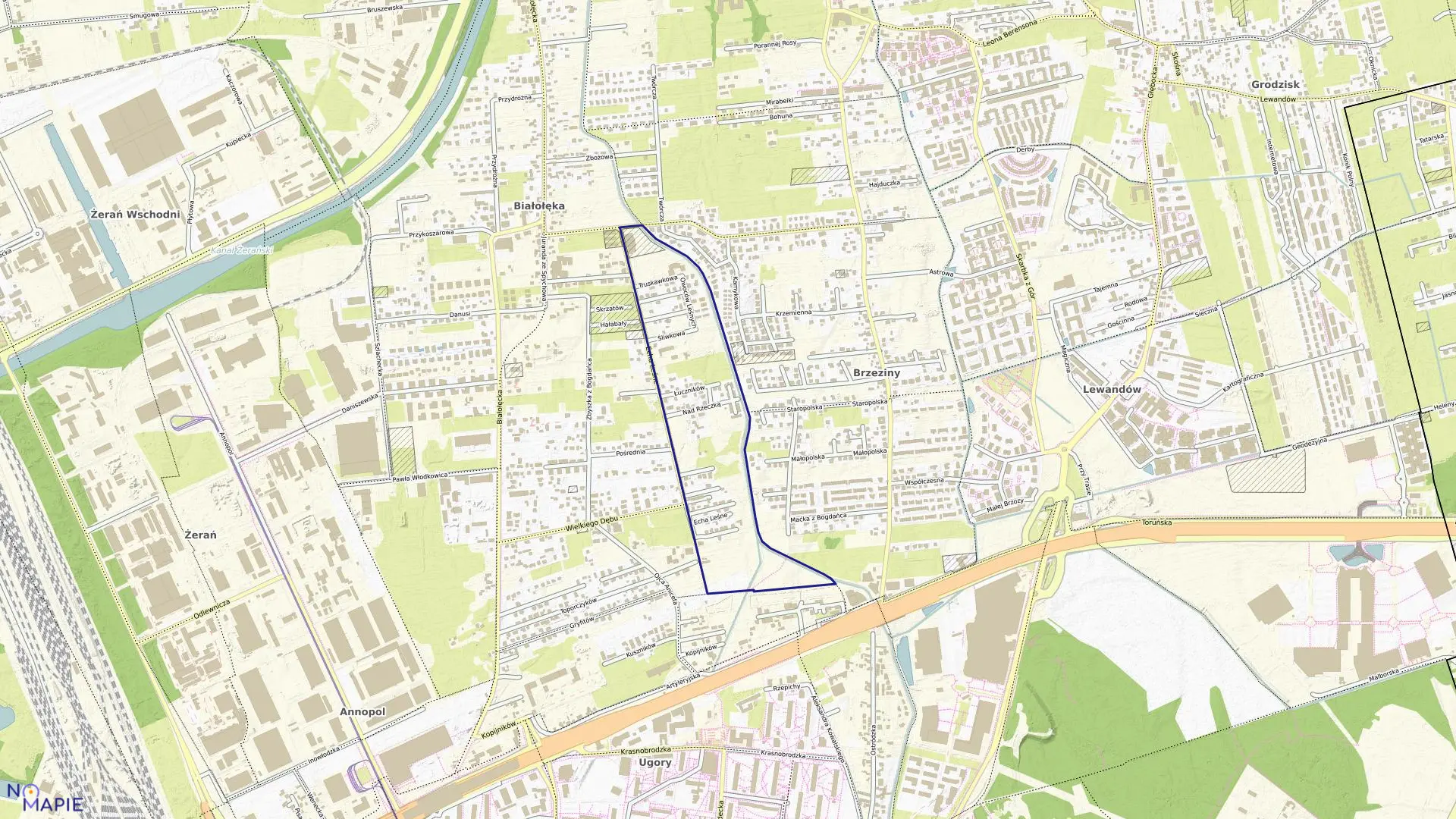 Mapa obrębu 4-07-07 w mieście Warszawa