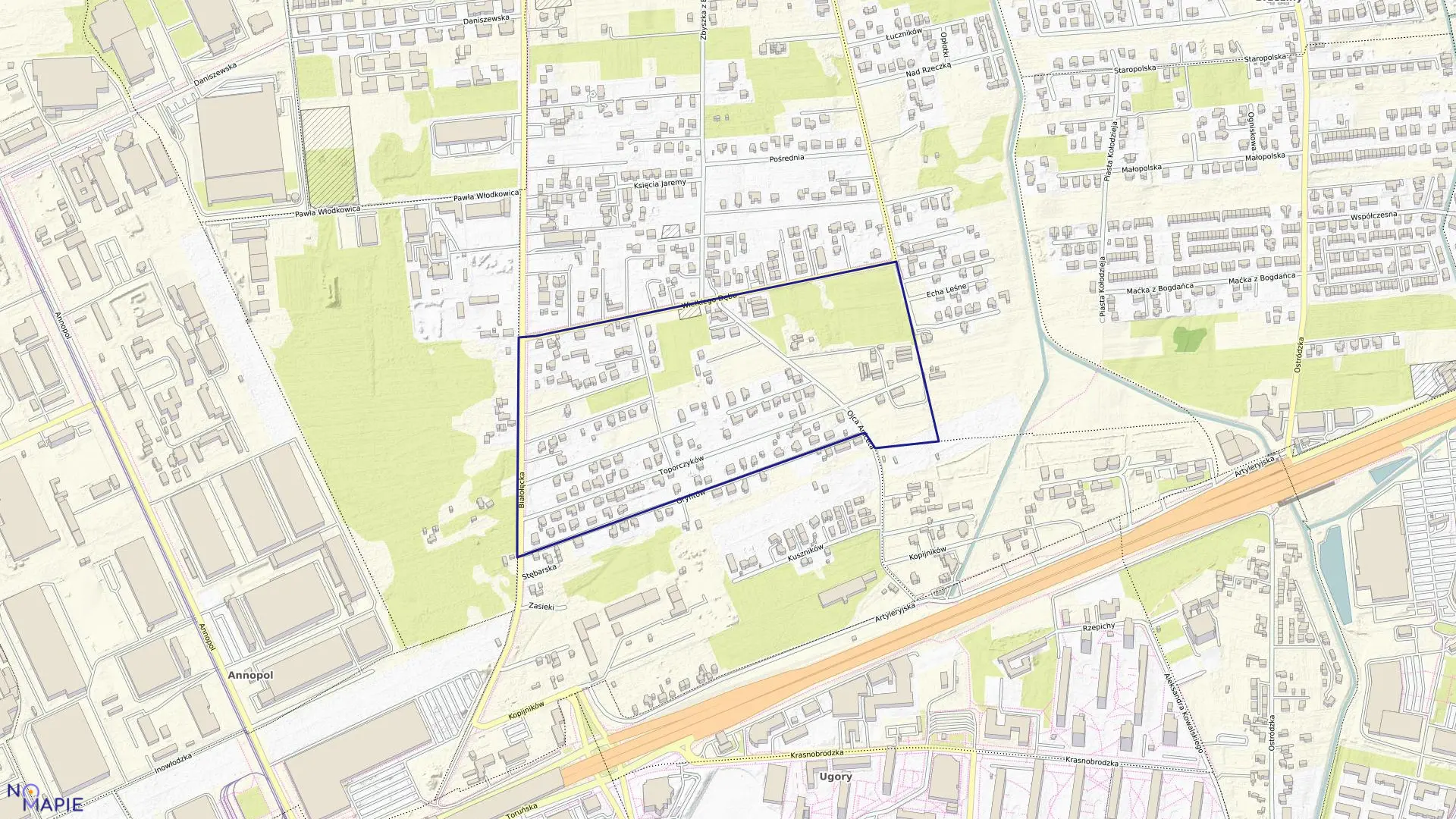 Mapa obrębu 4-07-12 w mieście Warszawa