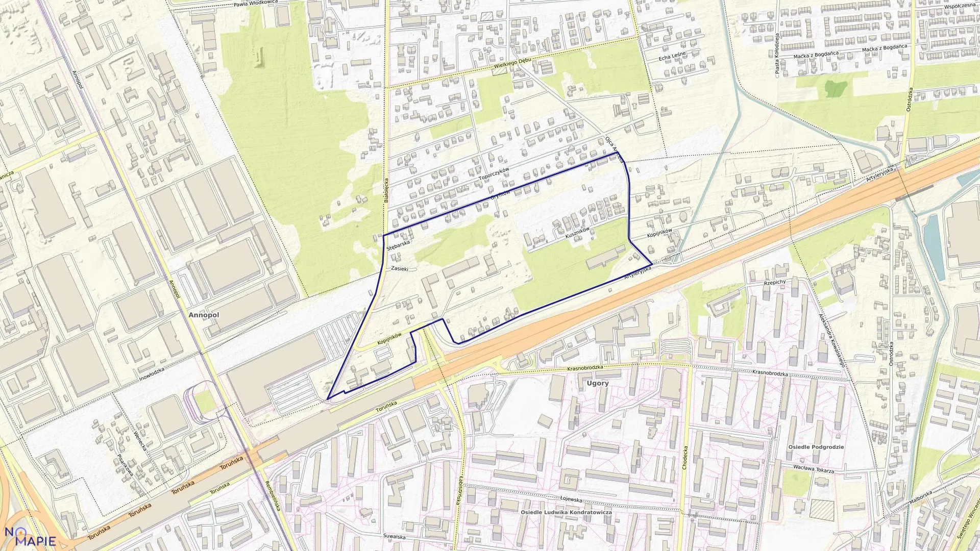 Mapa obrębu 4-07-13 w mieście Warszawa