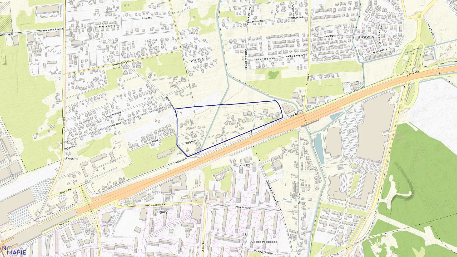 Mapa obrębu 4-07-14 w mieście Warszawa