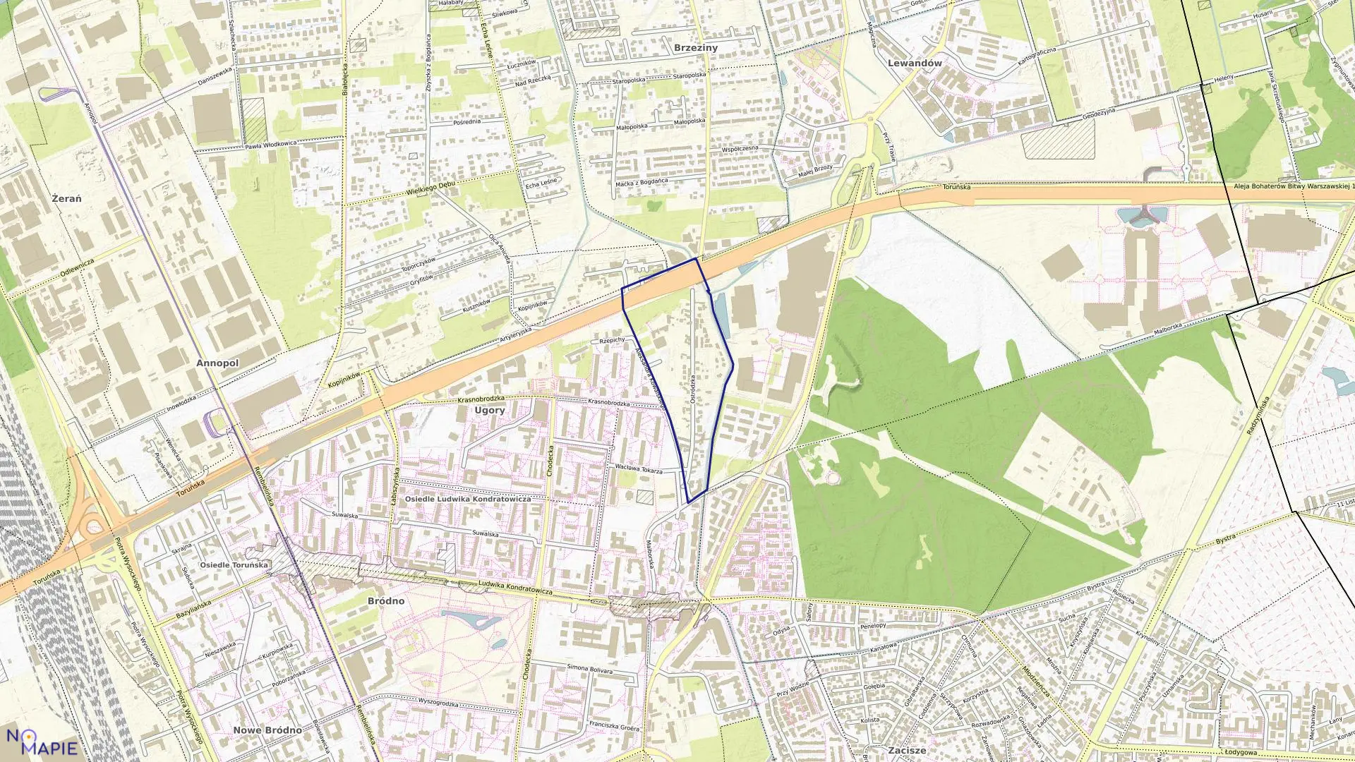 Mapa obrębu 4-08-01 w mieście Warszawa