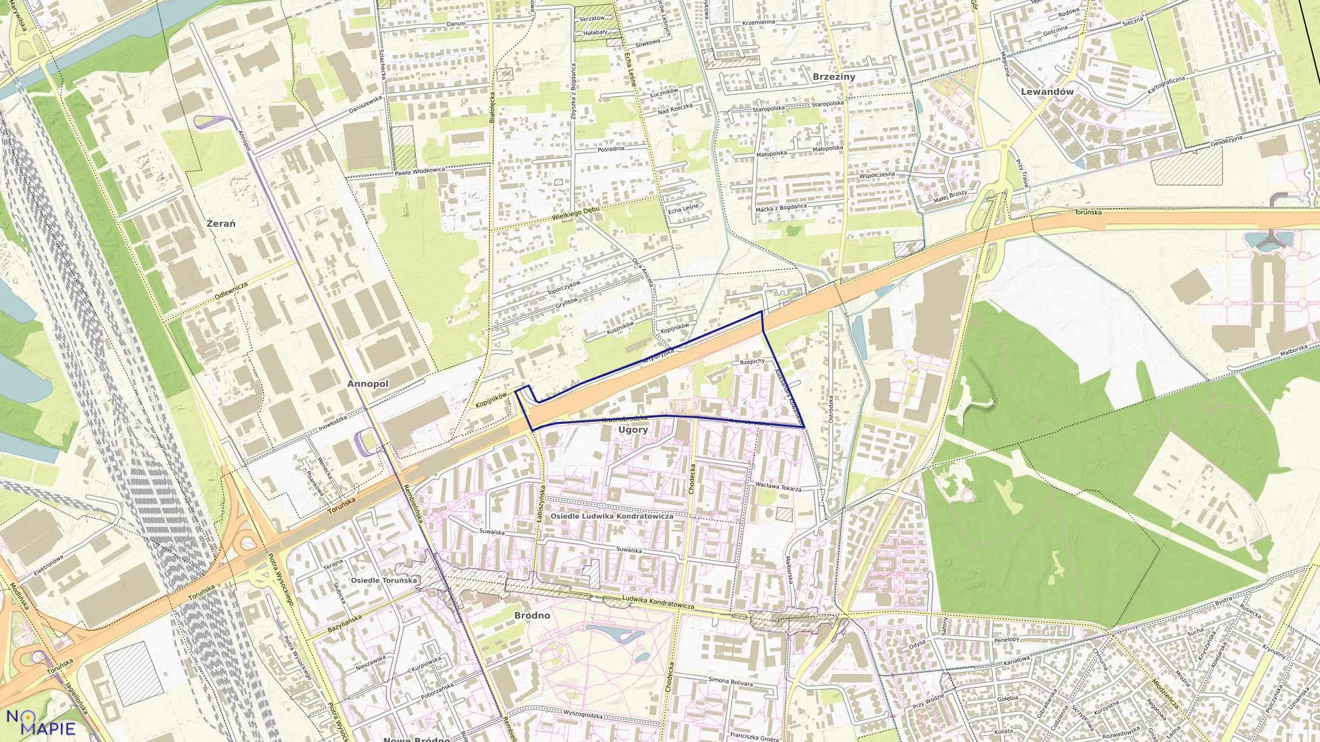 Mapa obrębu 4-08-03 w mieście Warszawa