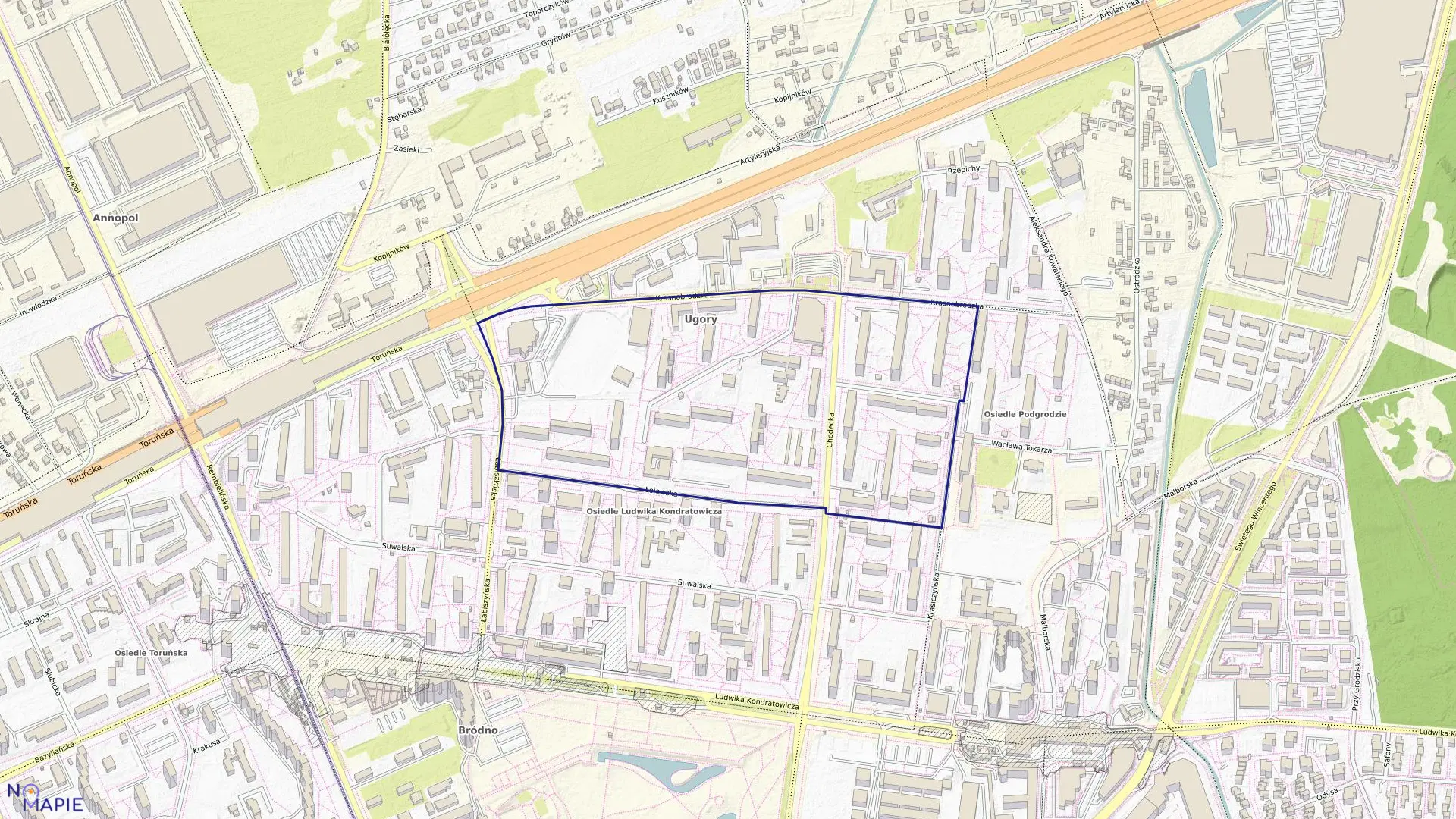 Mapa obrębu 4-08-04 w mieście Warszawa