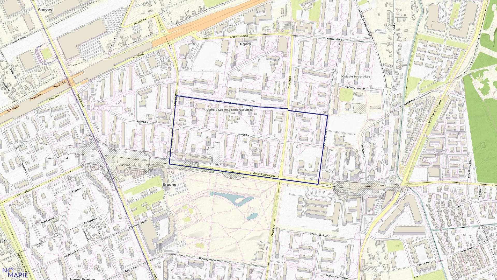 Mapa obrębu 4-08-08 w mieście Warszawa