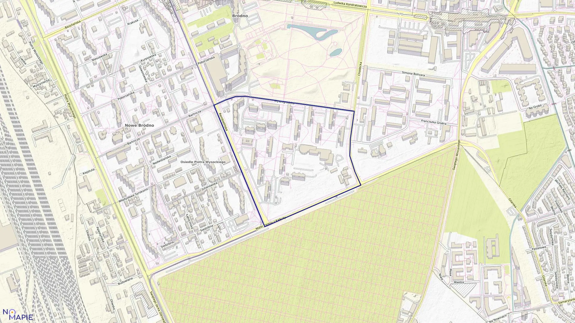 Mapa obrębu 4-08-20 w mieście Warszawa