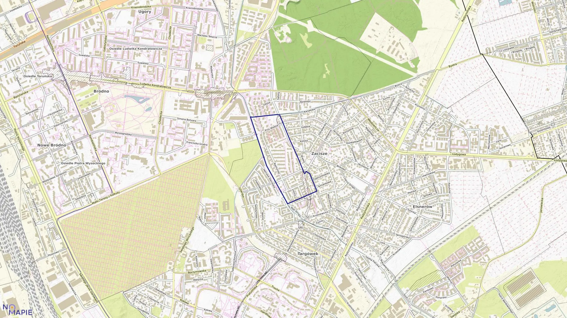 Mapa obrębu 4-09-12 w mieście Warszawa