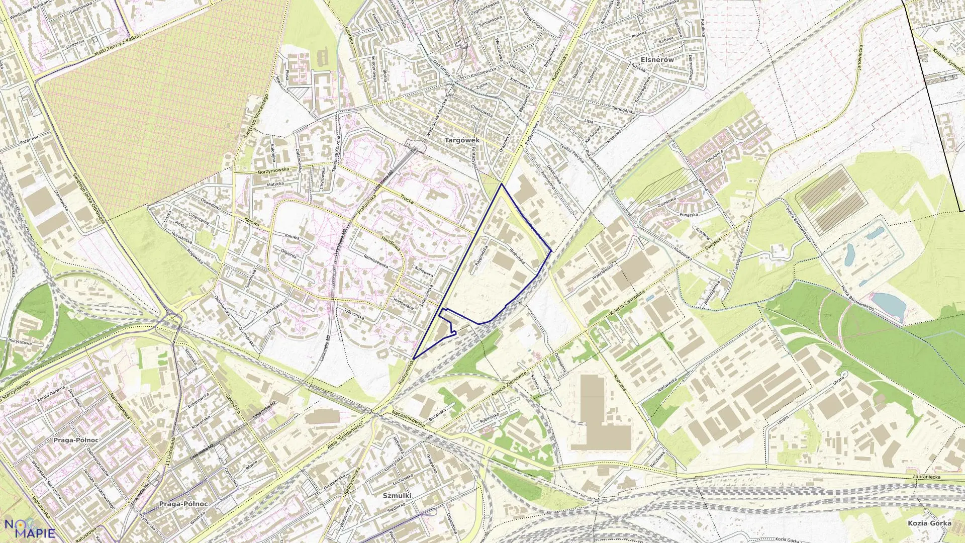 Mapa obrębu 4-10-07 w mieście Warszawa