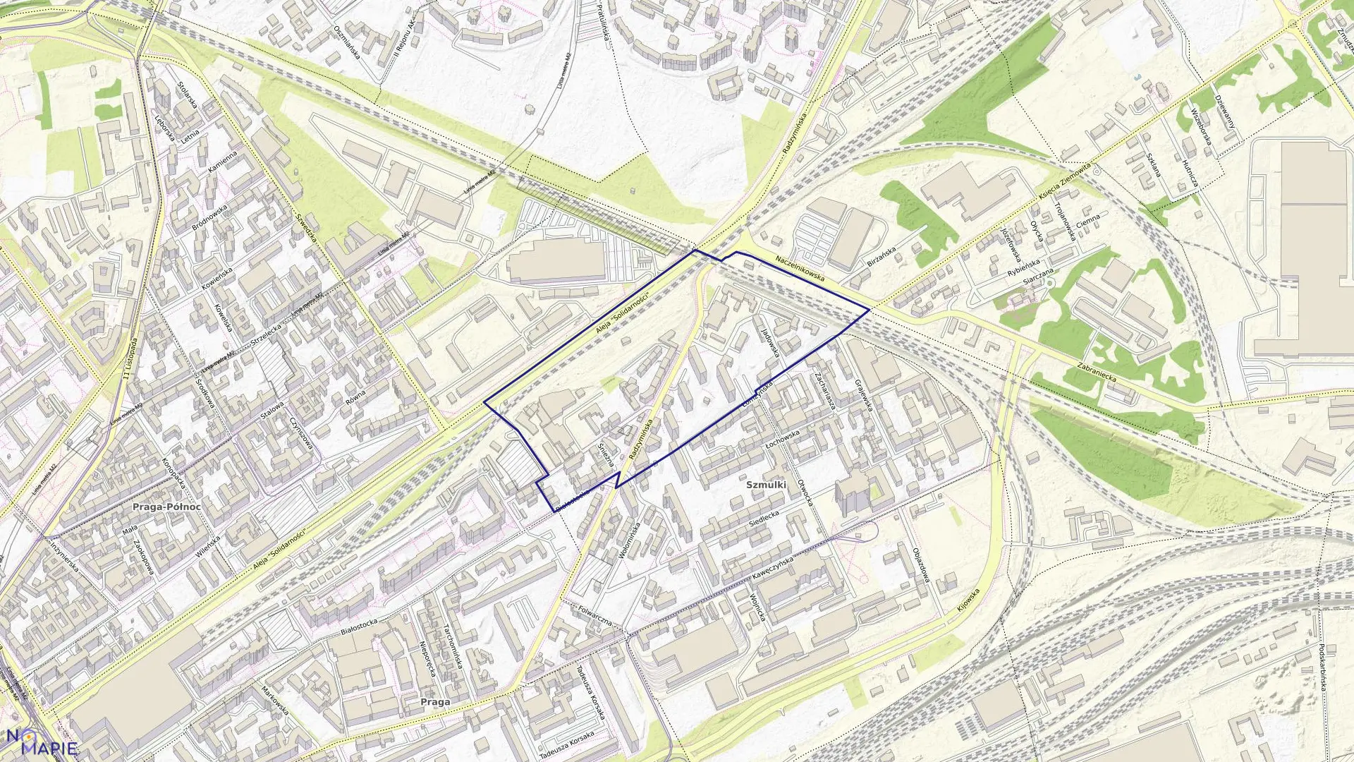 Mapa obrębu 4-14-01 w mieście Warszawa